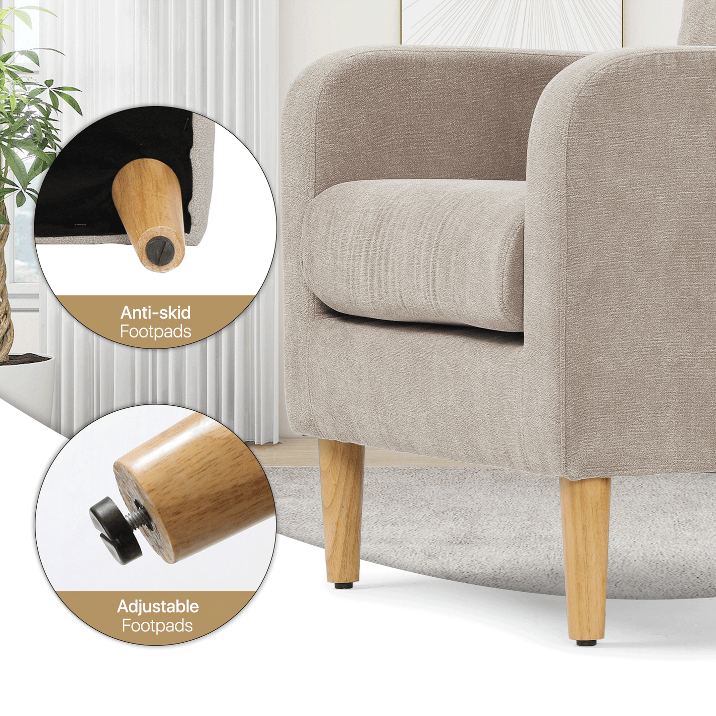 Sofa Chair w/ Pillow - Cotton-linen
