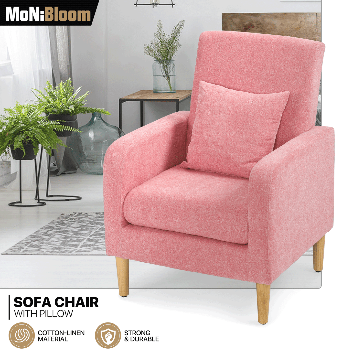 Sofa Chair w/ Pillow - Cotton-linen