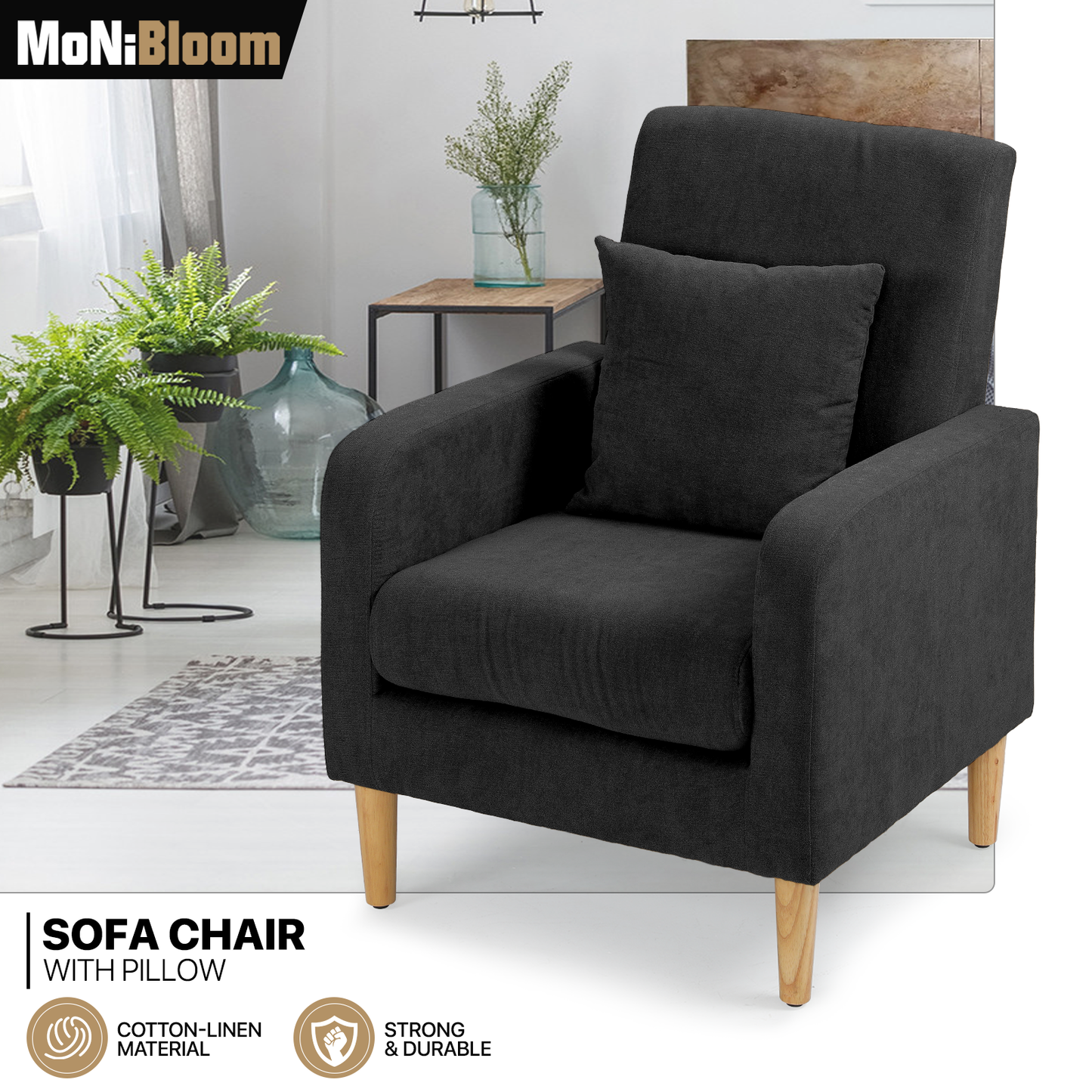 Sofa Chair w/ Pillow - Cotton-linen