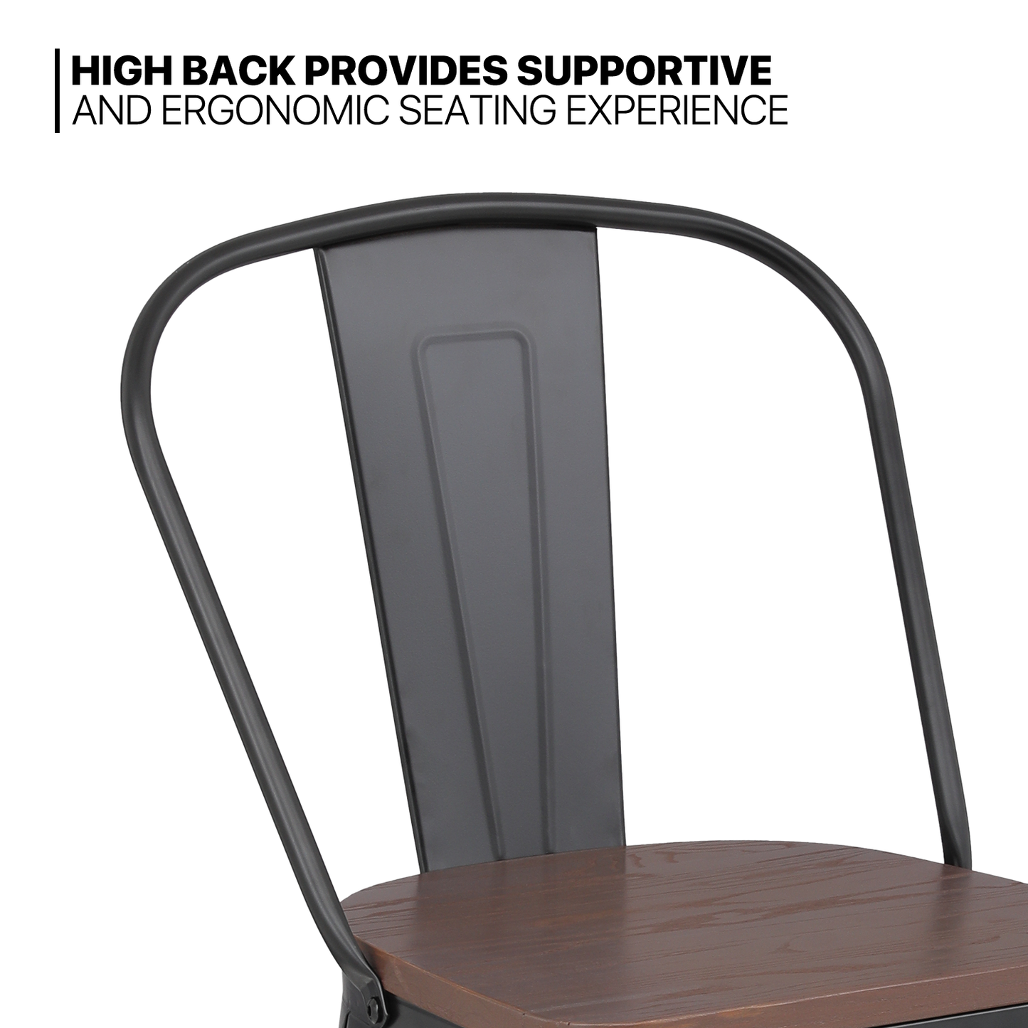 2 Pieces Bar Chairs - Metal Frame w/Wooden Seat - 30.5'' Seat to Floor