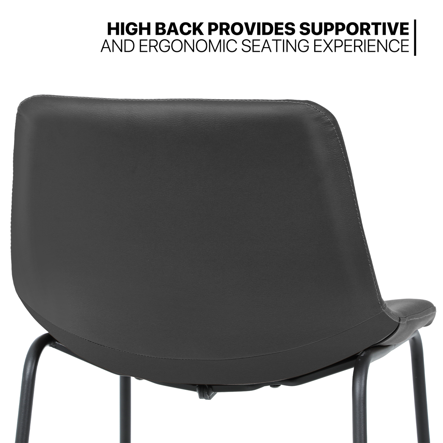 2 Pieces Bar Chairs - PU Bucket Seat - 23'' Seat to Floor