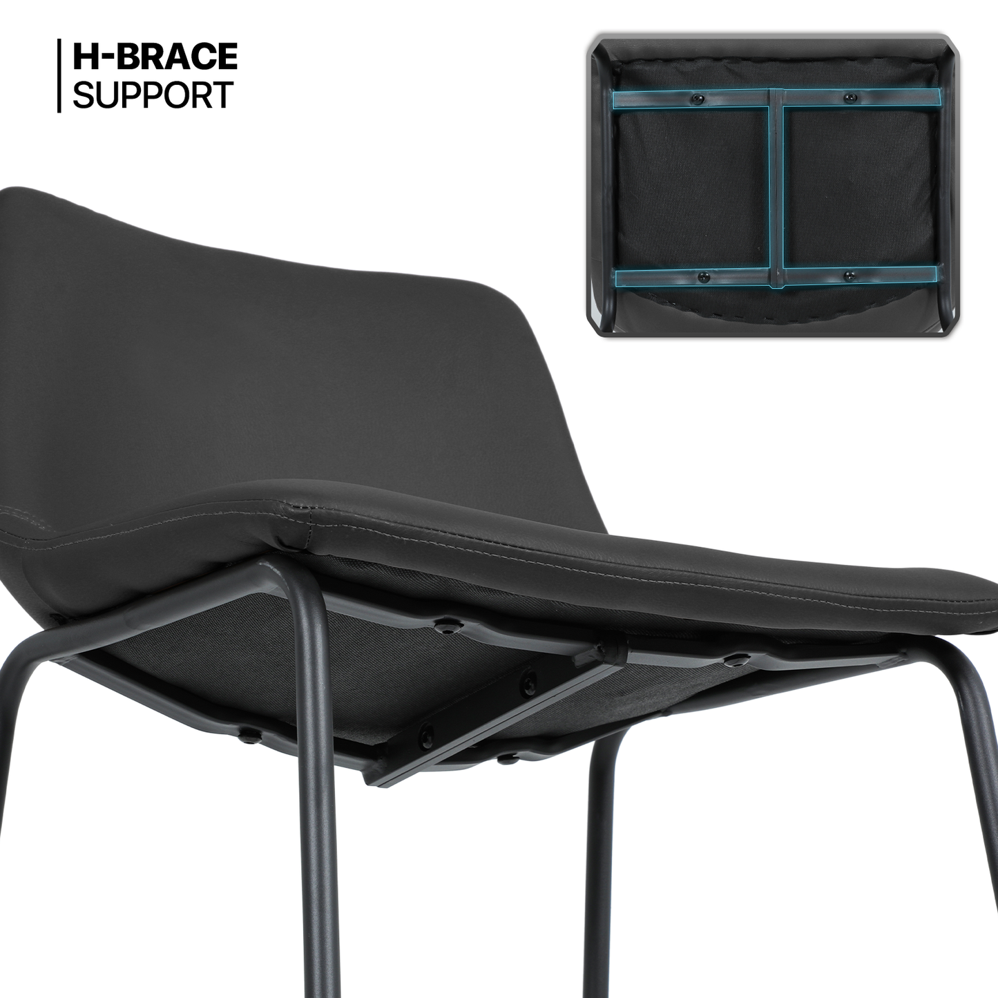2 Pieces Bar Chairs - PU Bucket Seat - 23'' Seat to Floor