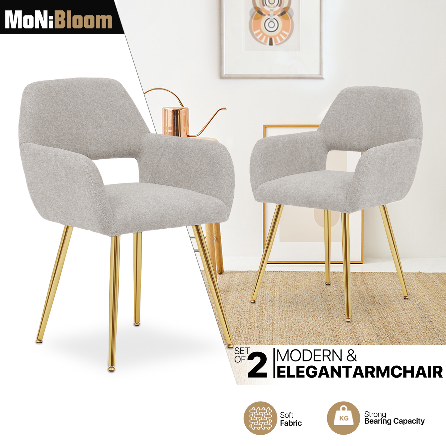 2 Pieces Dining Chair - Modern & Elegant Armchair