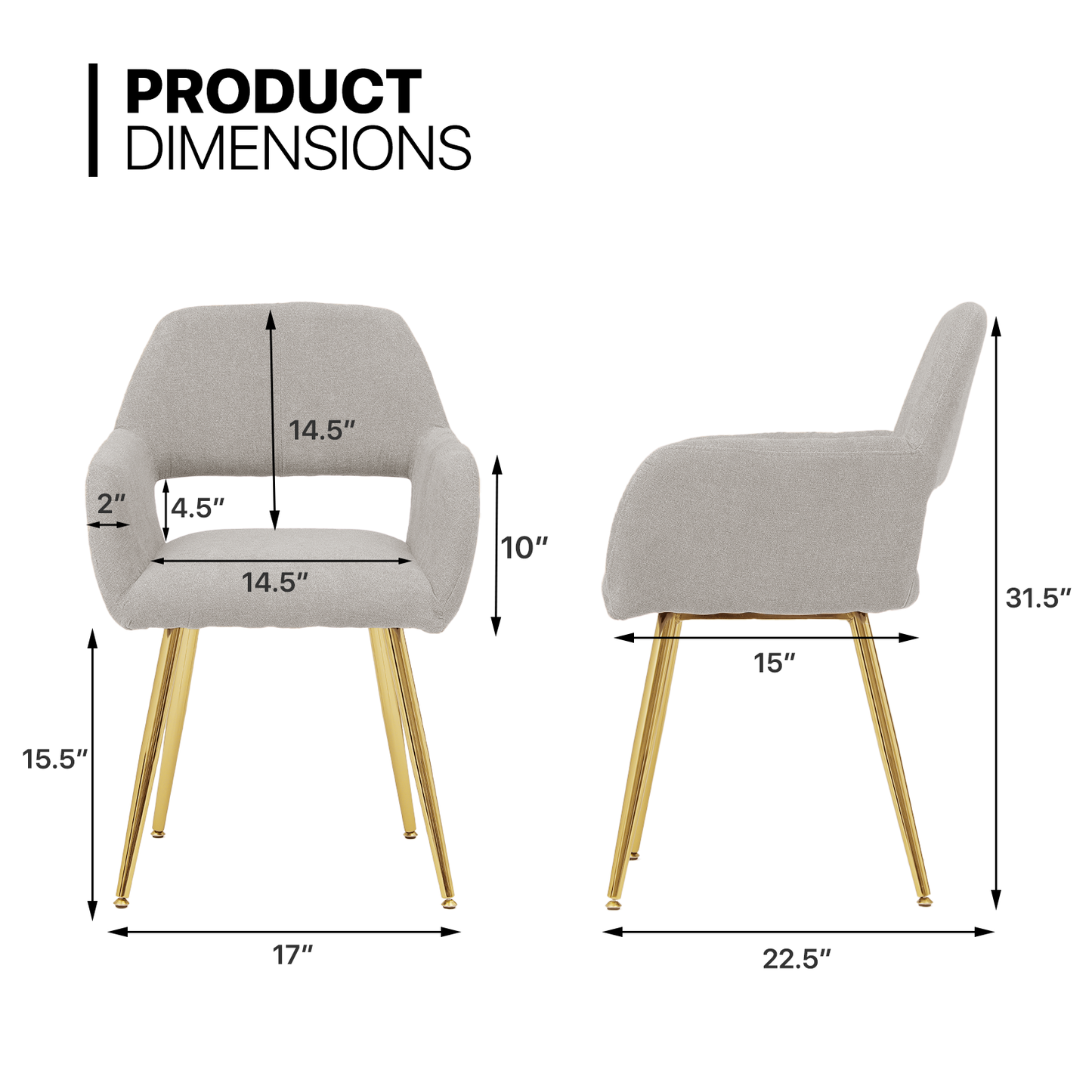 2 Pieces Dining Chair - Modern & Elegant Armchair