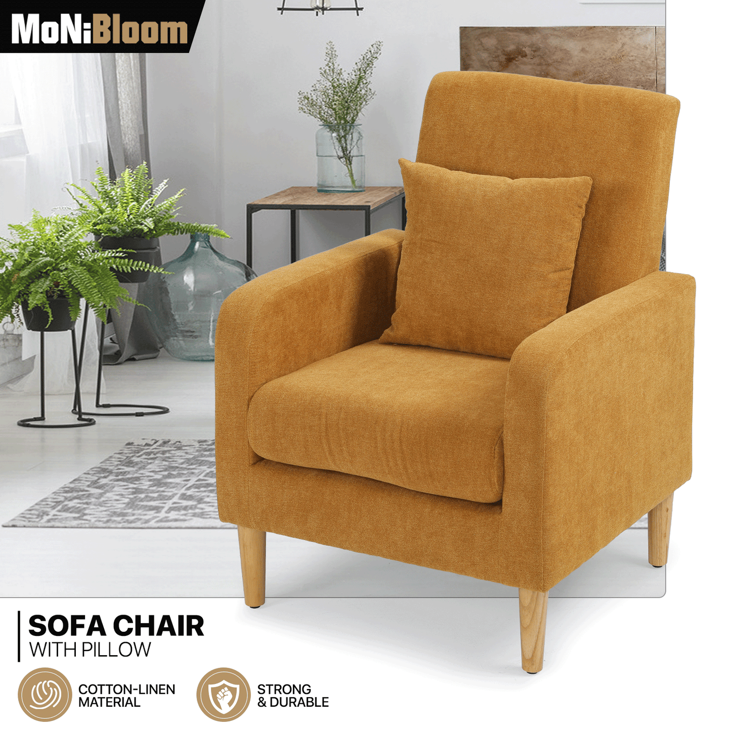 Sofa Chair w/ Pillow - Cotton-linen