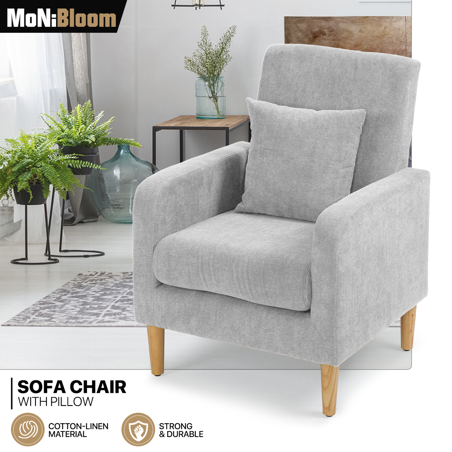 Sofa Chair w/ Pillow - Cotton-linen