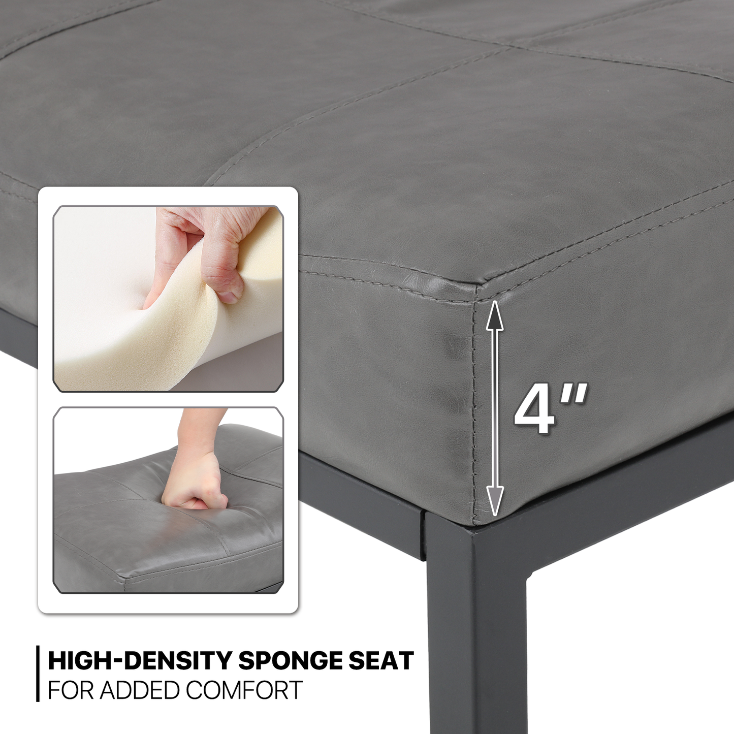 2 Pieces Bar Stools - PU Saddle Seat - 26.5'' Seat to Floor
