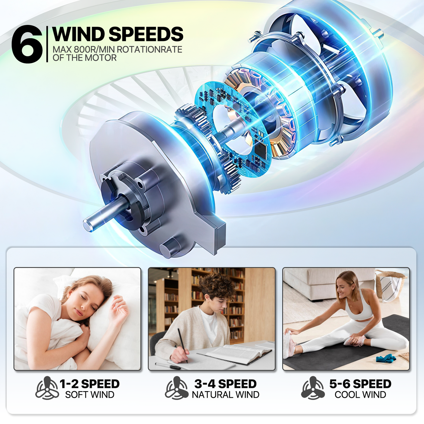 22" RGB Lighting Ceiling Fan - App Control+Remote Control - Bluetooth Speaker