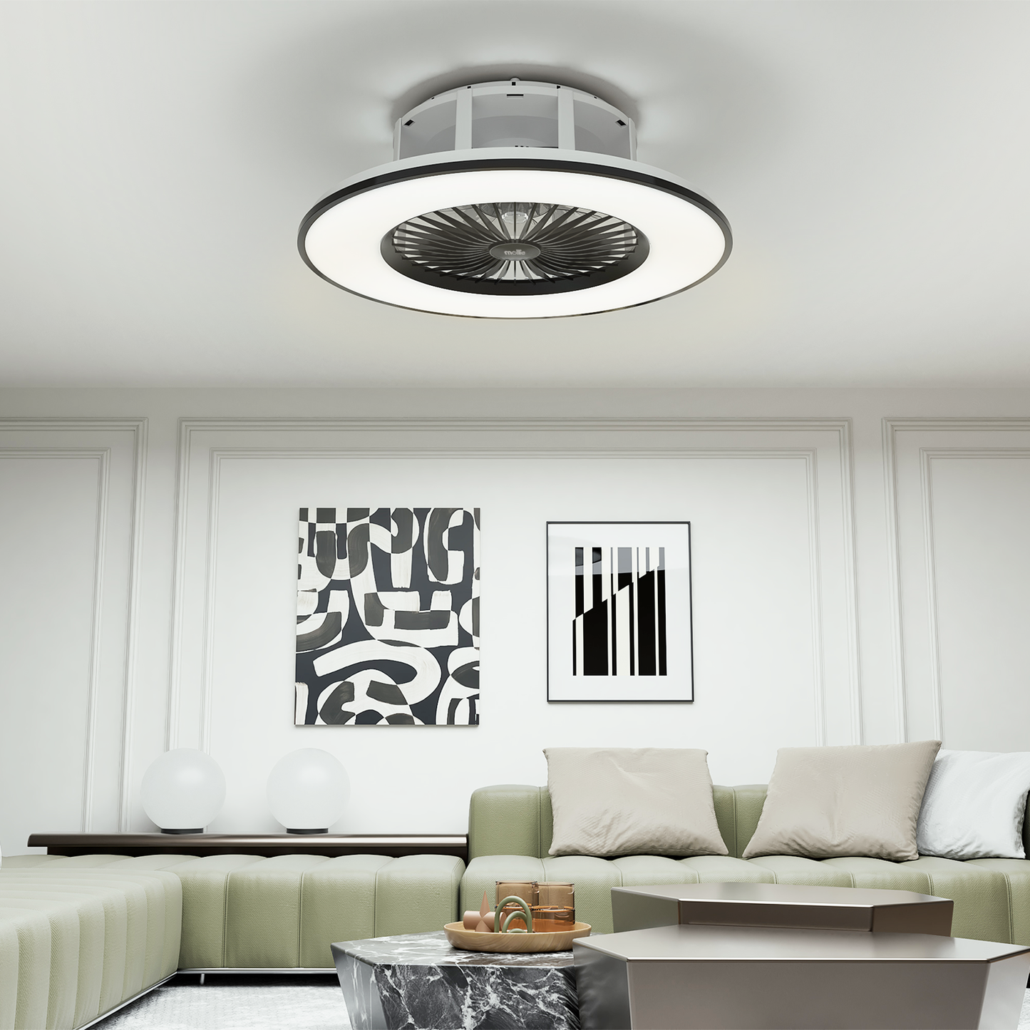 22" RGB Lighting Ceiling Fan - App Control+Remote Control - Bluetooth Speaker
