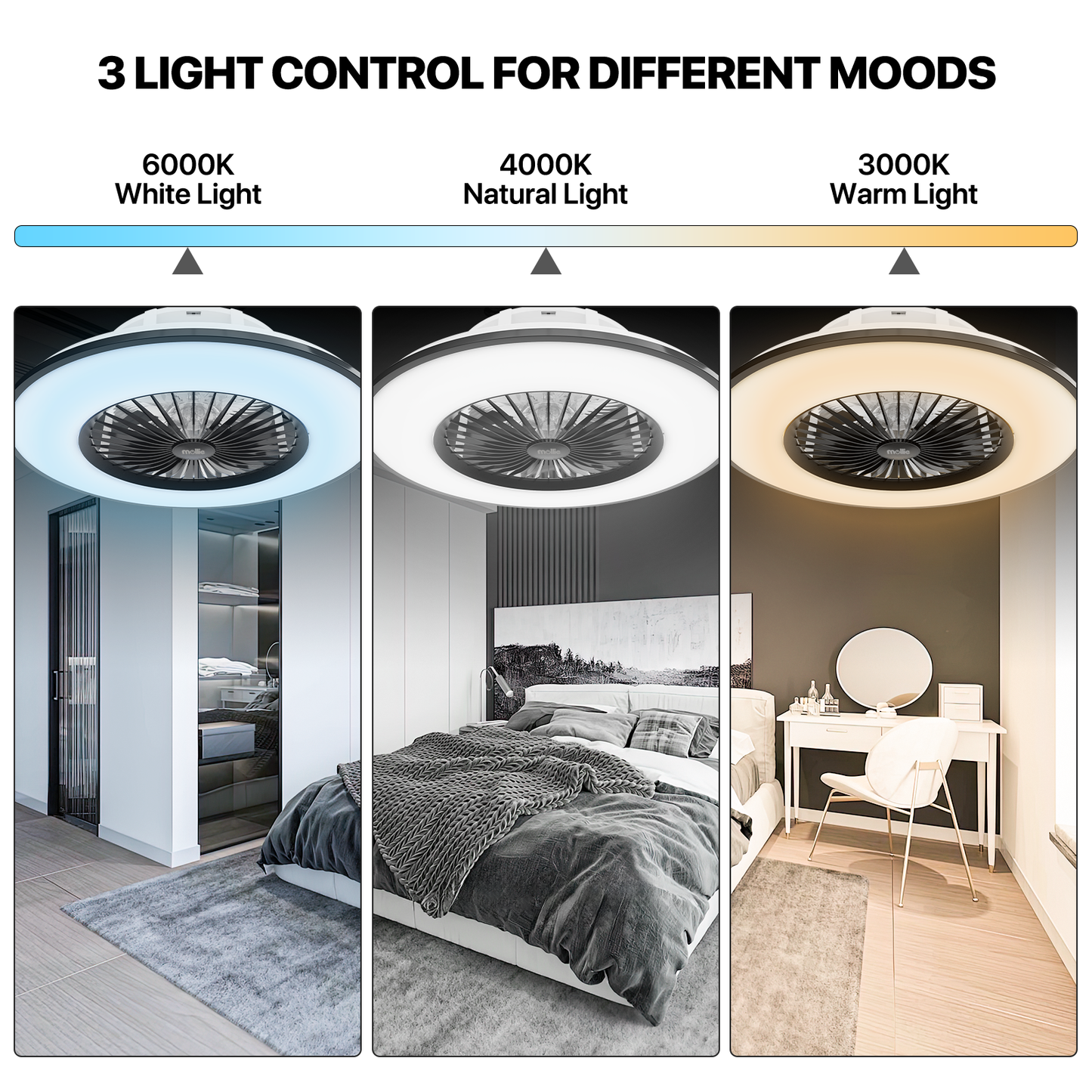 22" RGB Lighting Ceiling Fan - App Control+Remote Control - Bluetooth Speaker