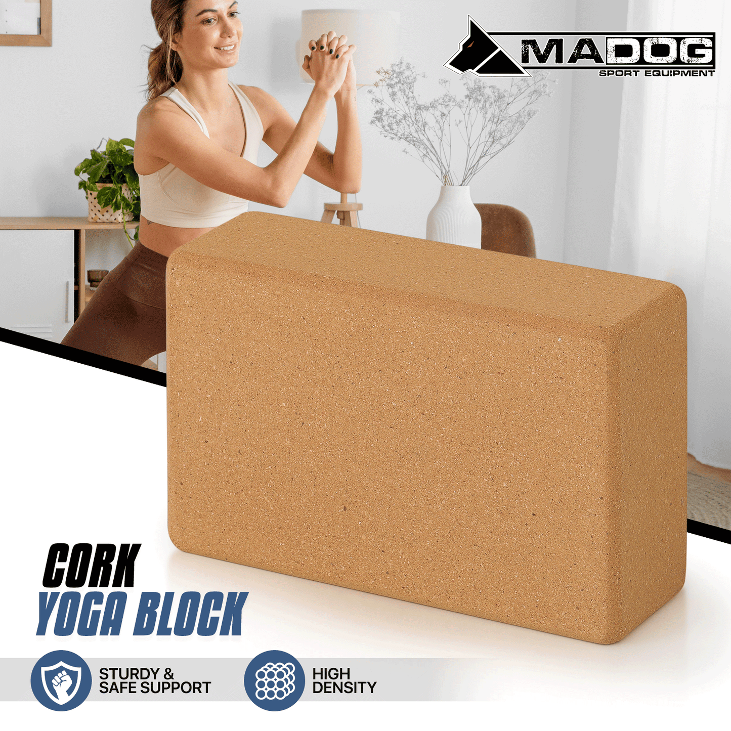 Cork Yoga Block - 9x6x3 Inch