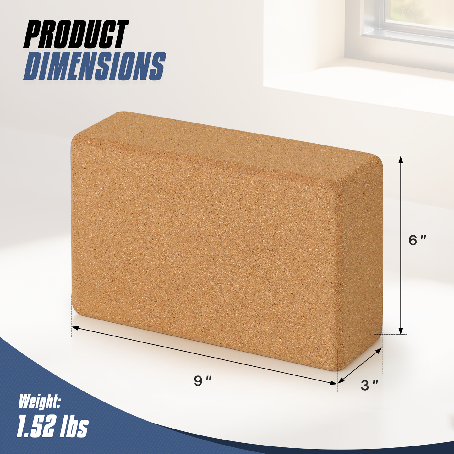 Cork Yoga Block - 9x6x3 Inch