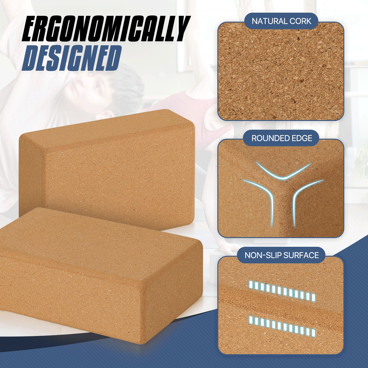 Cork Yoga Block - 9x6x3 Inch