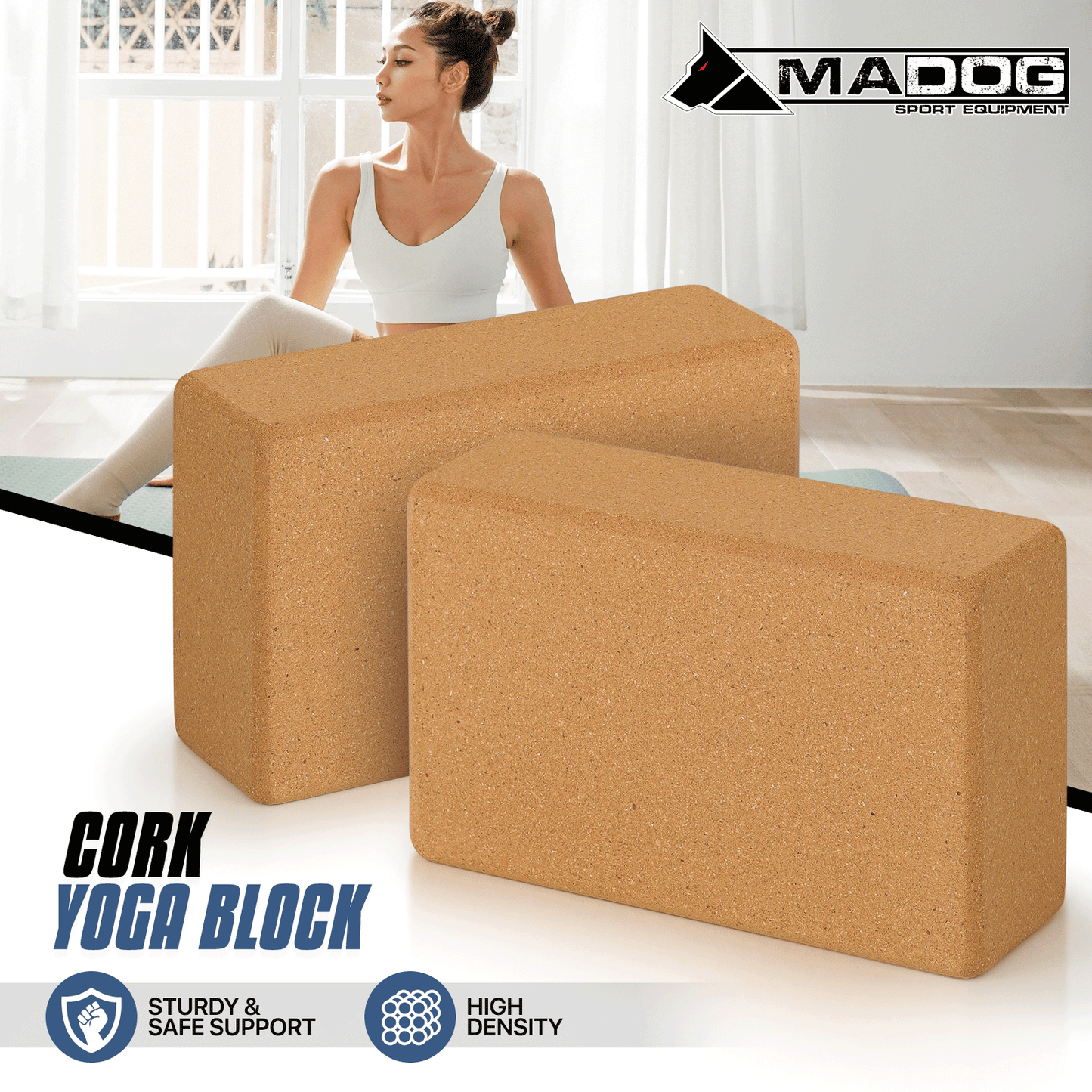 Cork Yoga Block - 9x6x3 Inch