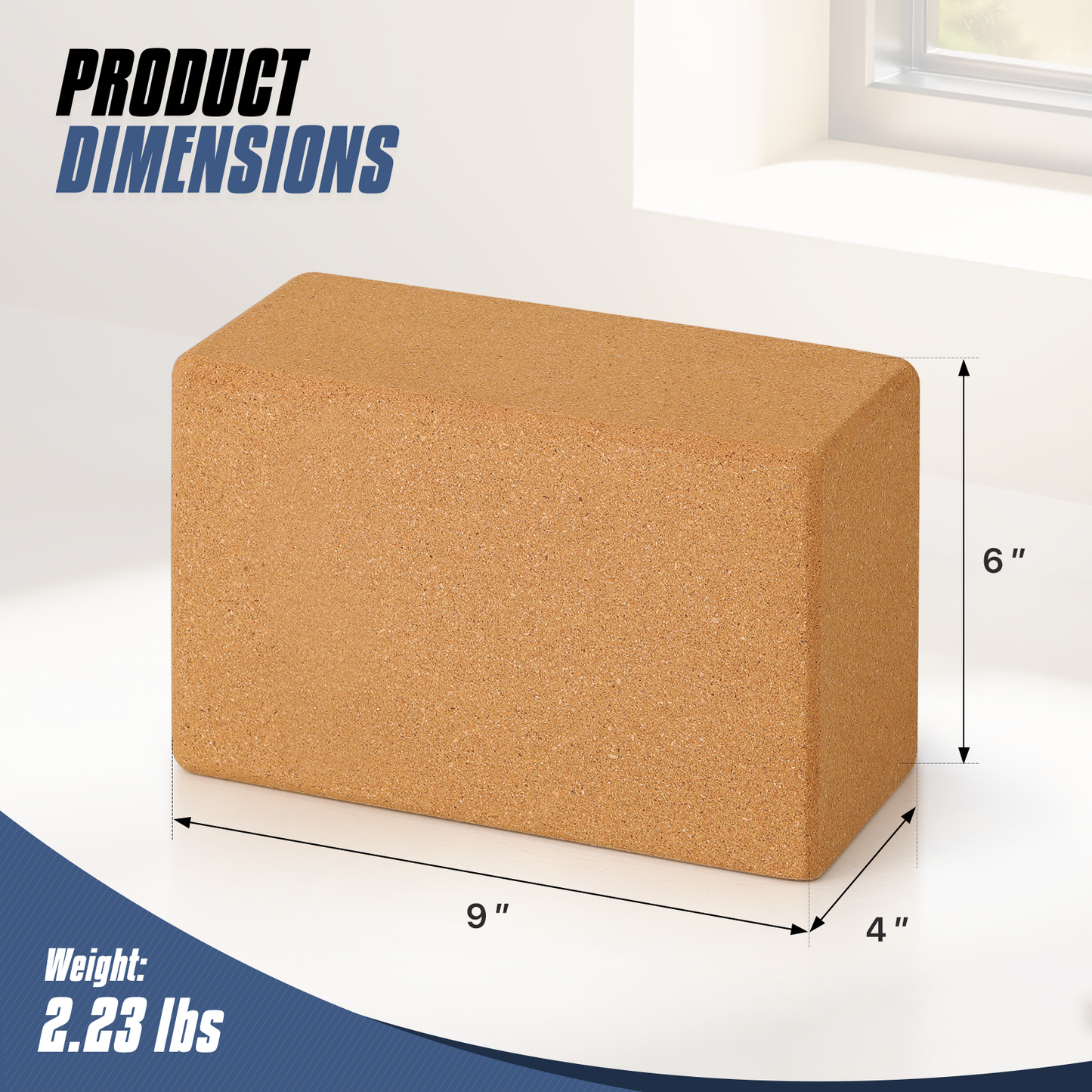 Cork Yoga Block - 9x6x4 Inch