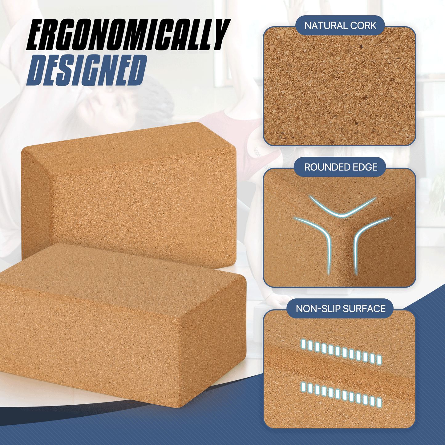Cork Yoga Block - 9x6x4 Inch