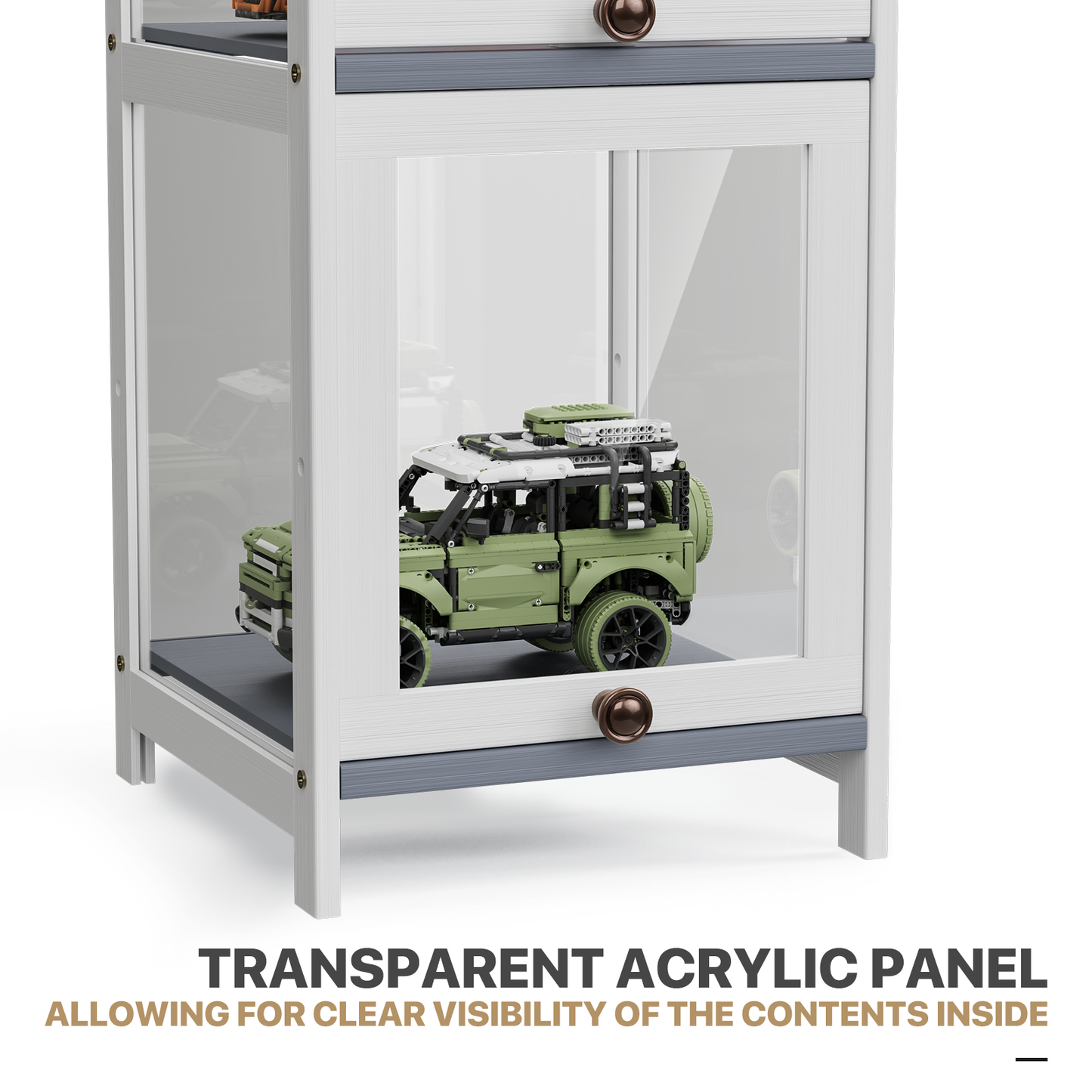 Display Case 30 lbs Capacity - Acrylic Flip Door - transparent on all sides - 5 Tiers - 12''L 12.5''W 67.5''H - White