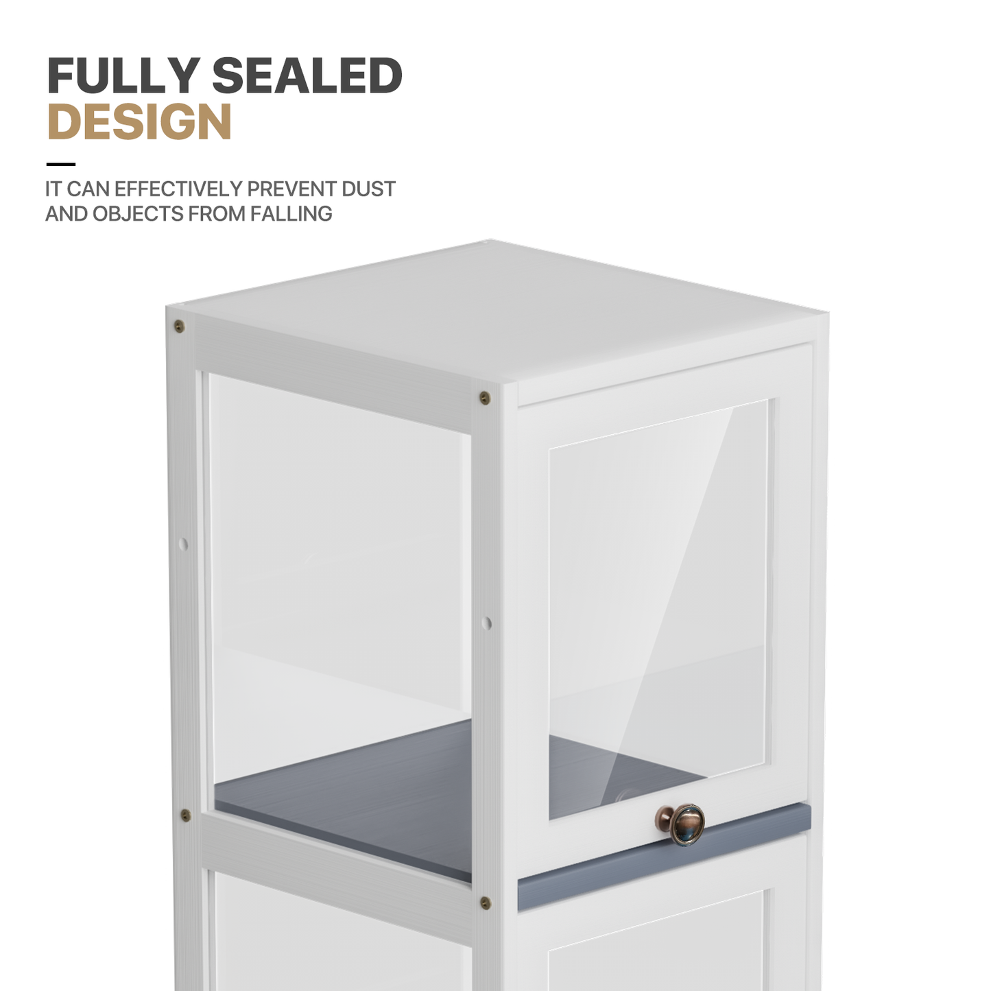 Display Case 30 lbs Capacity - Acrylic Flip Door - transparent on all sides - 5 Tiers - 12''L 12.5''W 67.5''H - White