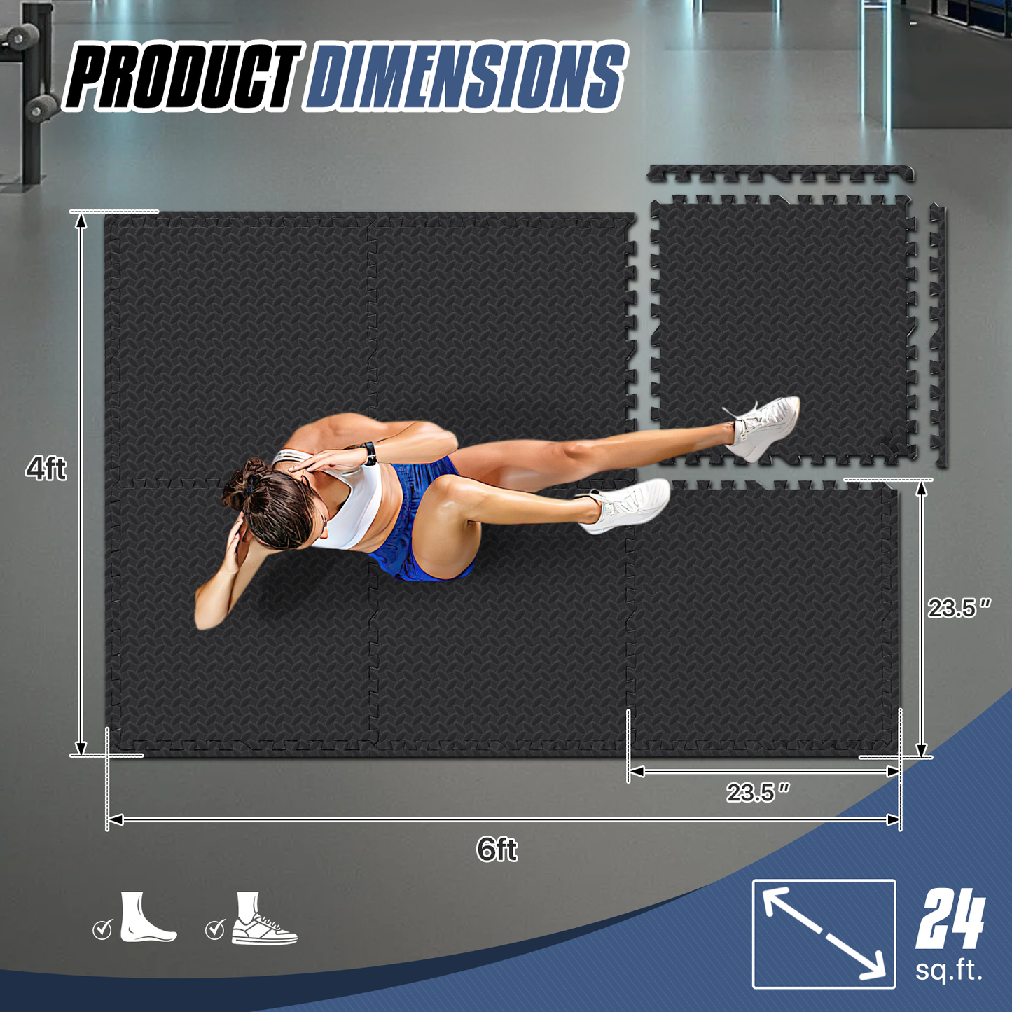 Square EVA Exercise Mat - 23.5" Dimension