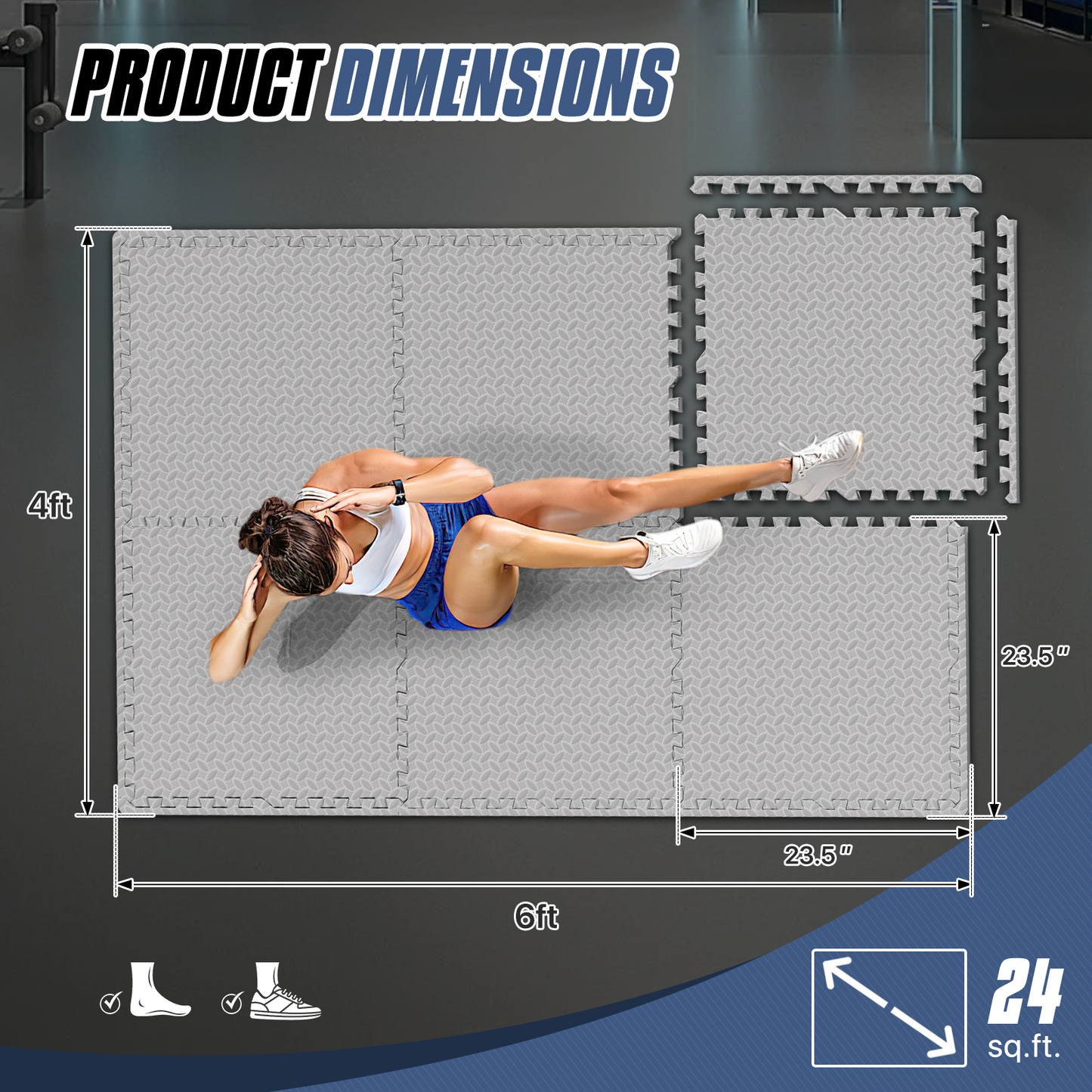 Square EVA Exercise Mat - 23.5" Dimension