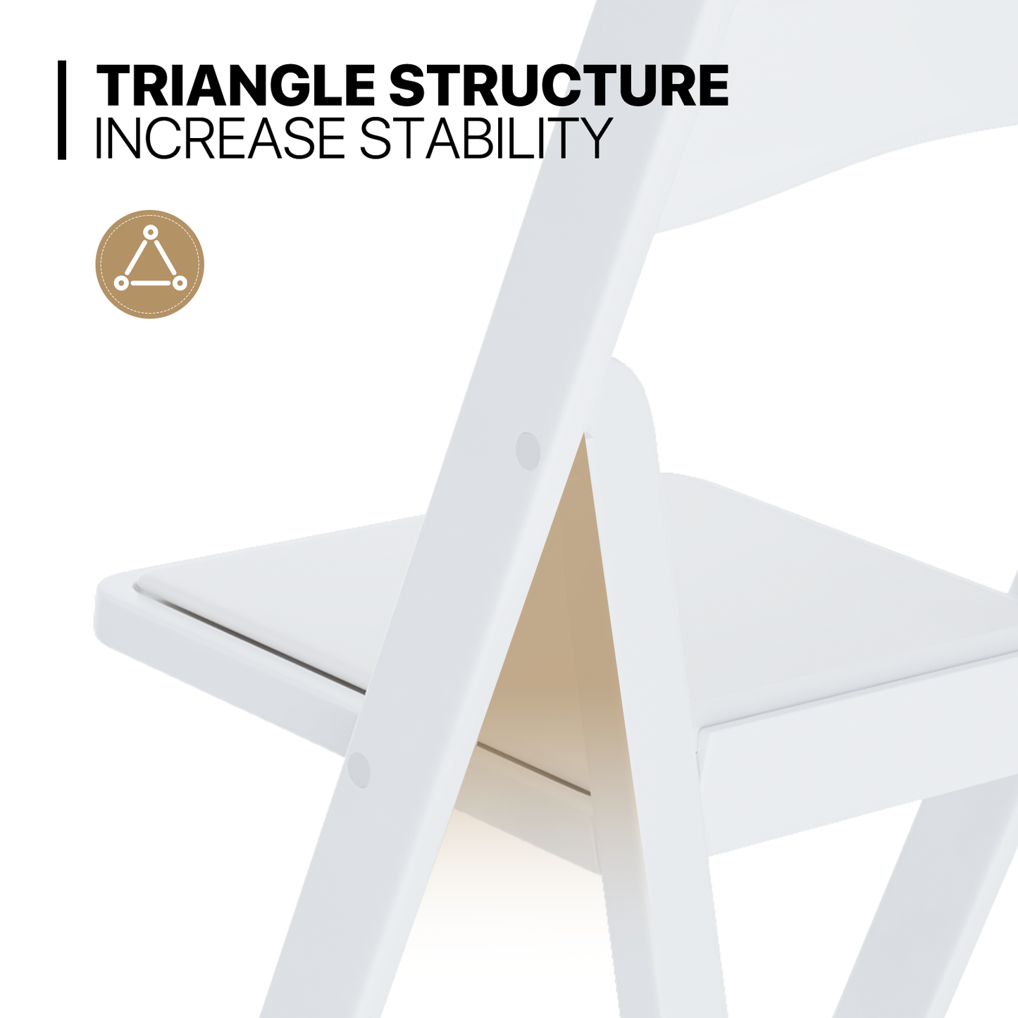 Folding chair 250 lbs Capacity - (L)17.5in. (W)16.5in. (H)30.5in. - White