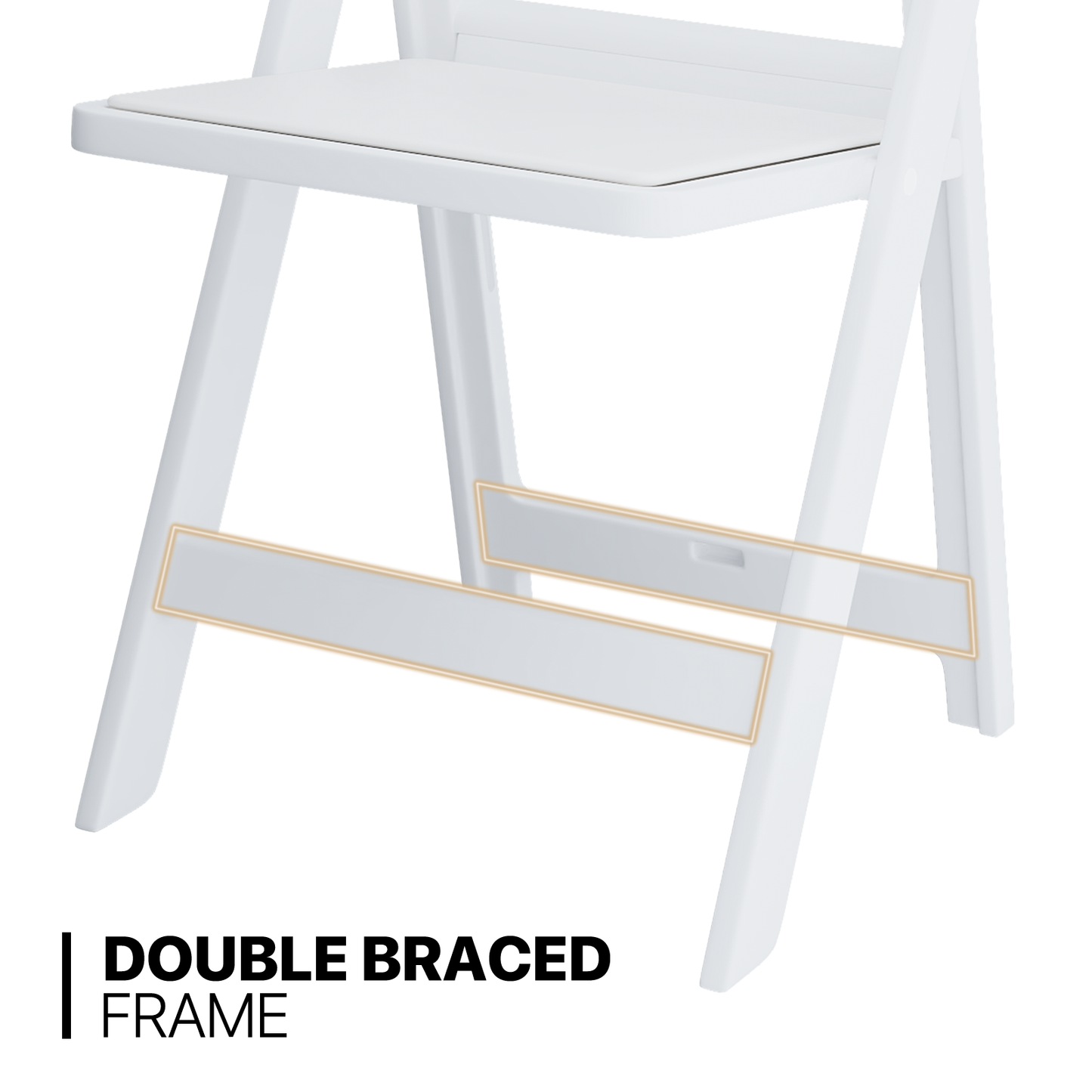 Folding chair 250 lbs Capacity - (L)17.5in. (W)16.5in. (H)30.5in. - White