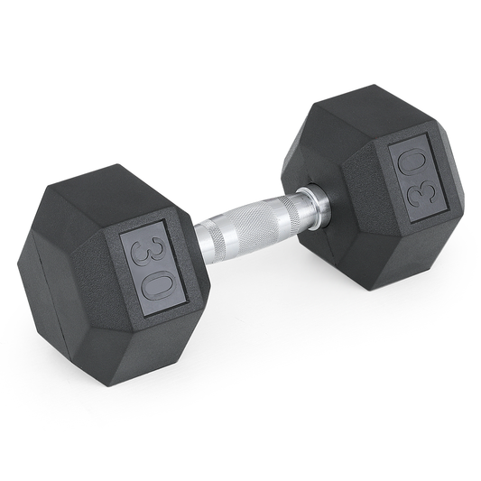 Cast Iron Fitness Hex Dumbbell - Rubber Coated - 1 Piece