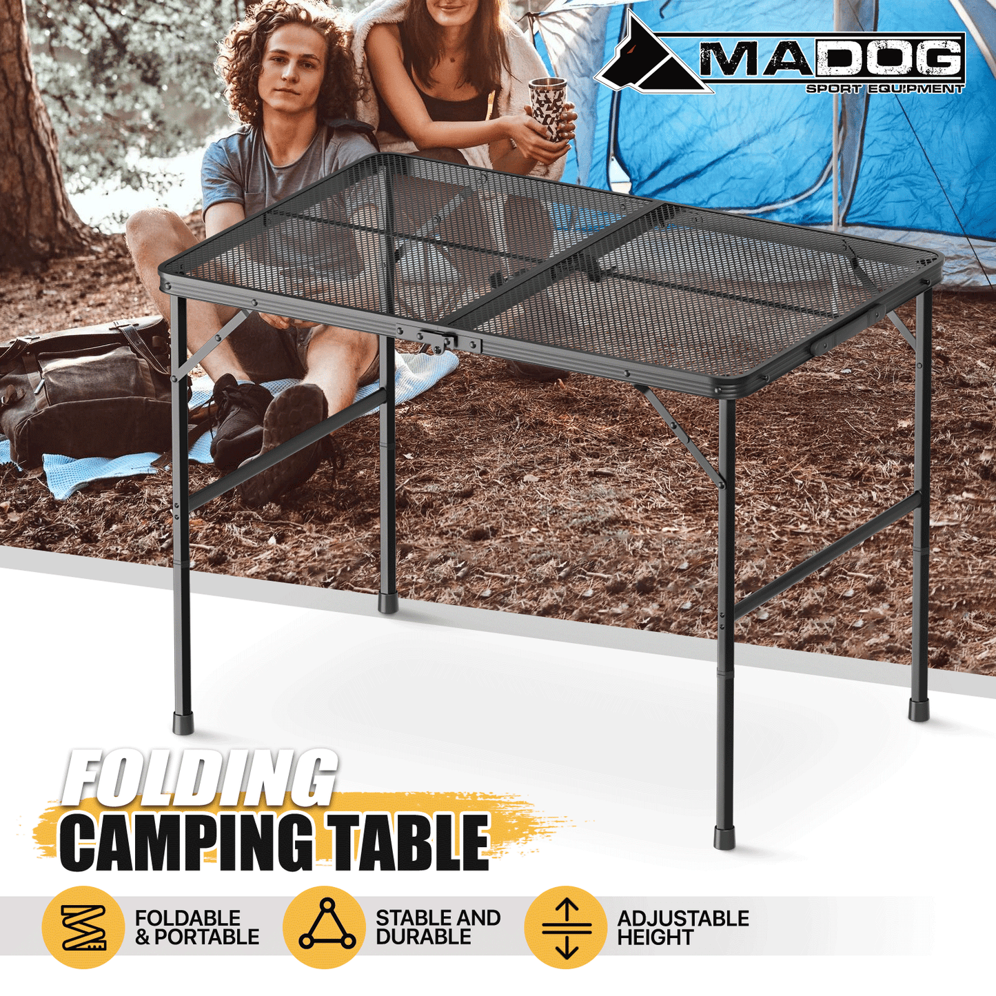 Grill Table 66 lbs Capacity - (L)35.5in. (W)24.0in. (H)26.3in. - 2 height adjustments: 14.8in. - 26.3in. -Black