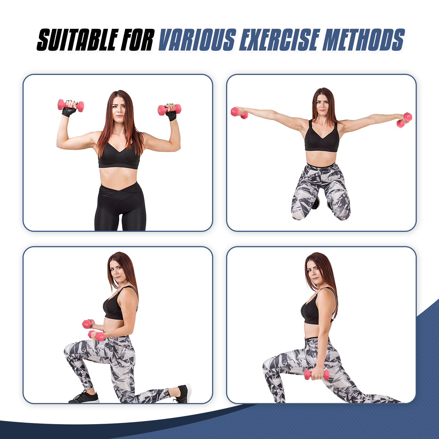 Pair Easy Grip Workout Dumbbell - 3 LB Each - Neoprene Coated Cast Iron