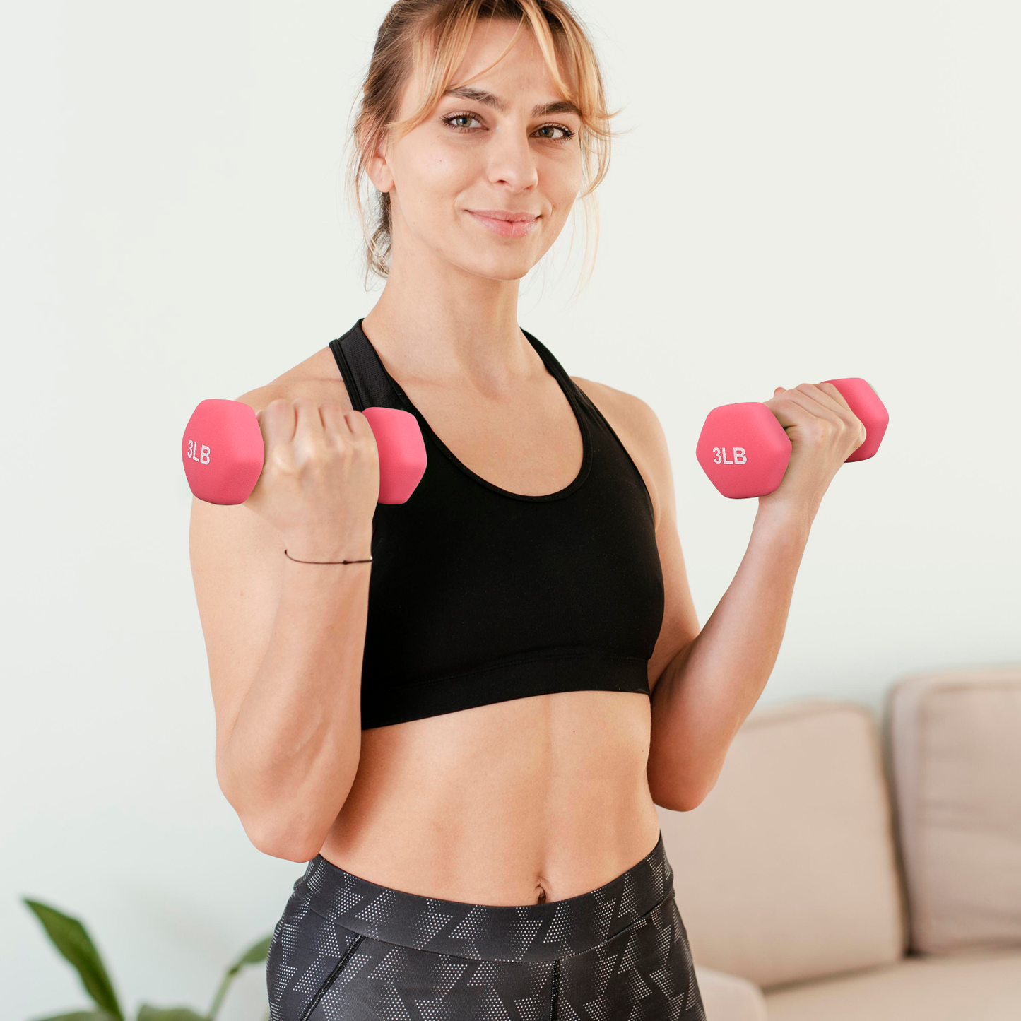 Pair Easy Grip Workout Dumbbell - 3 LB Each - Neoprene Coated Cast Iron