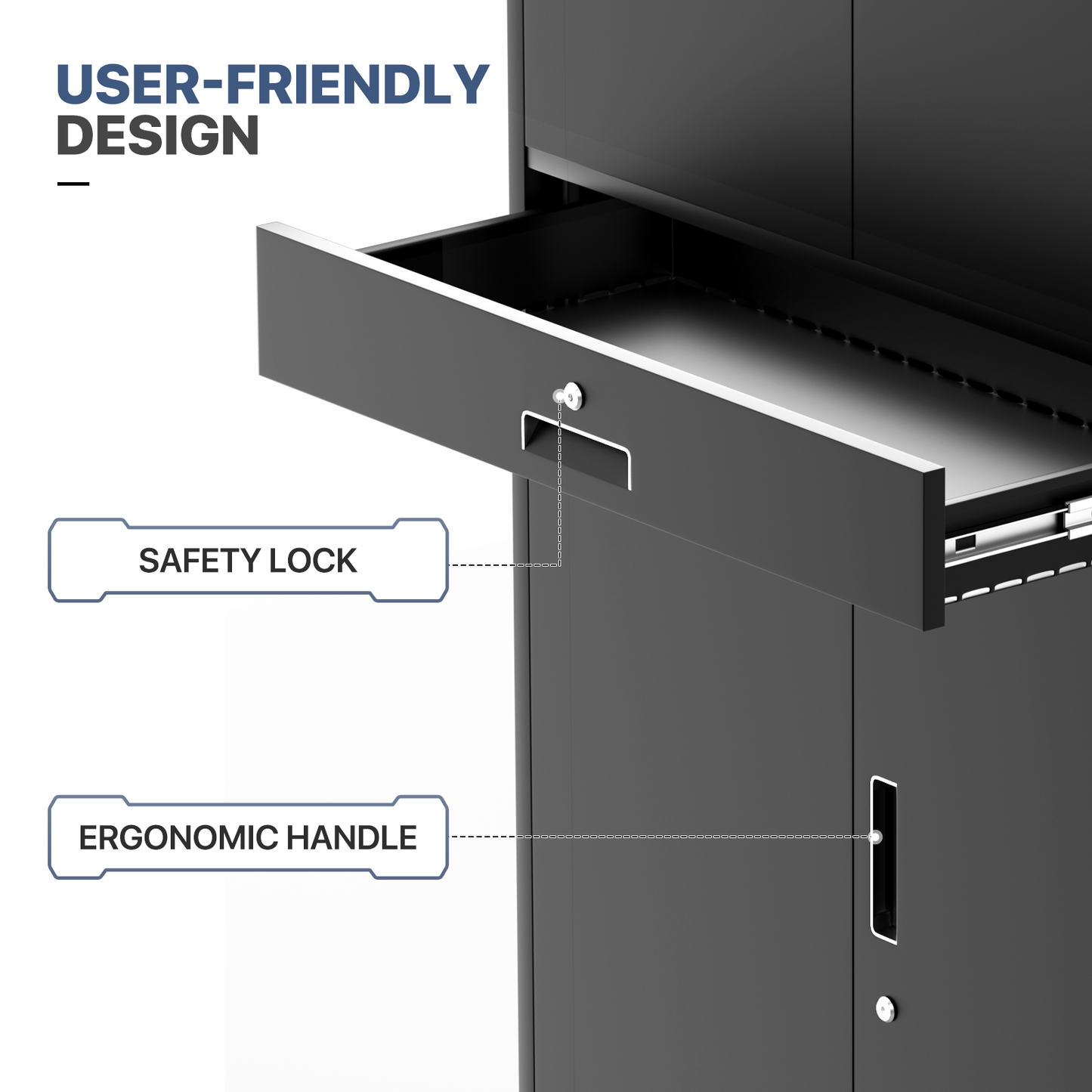 Metal Storage Cabinets with Lock-71"H x 31.5"W x 15.75"D-with Drawer+2 Doors