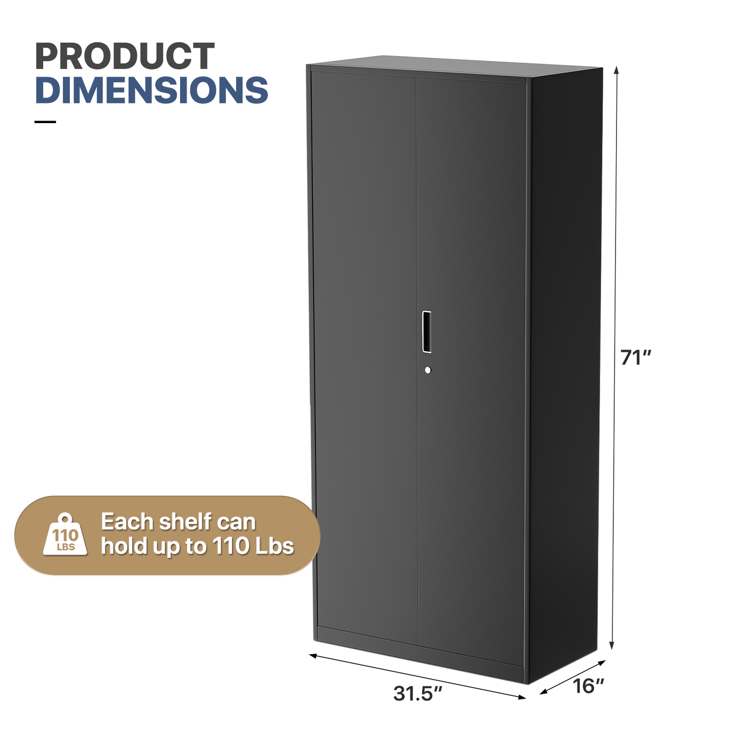 Metal Storage Cabinets with Lock-71"H x 31.5"W x 15.75"D