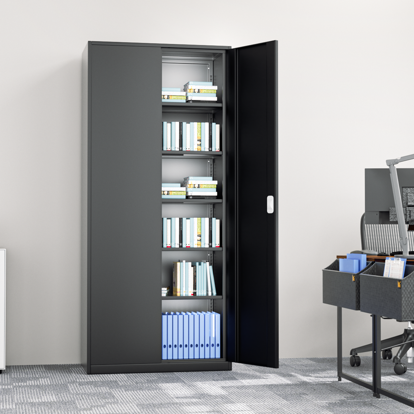 Metal Storage Cabinets with Lock-71"H x 31.5"W x 15.75"D