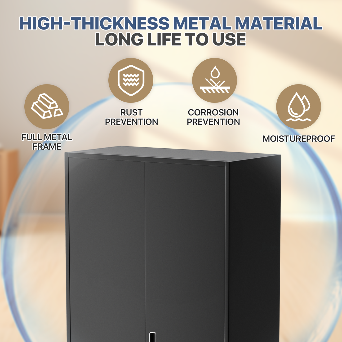 Metal Storage Cabinets with Lock-71"H x 31.5"W x 15.75"D