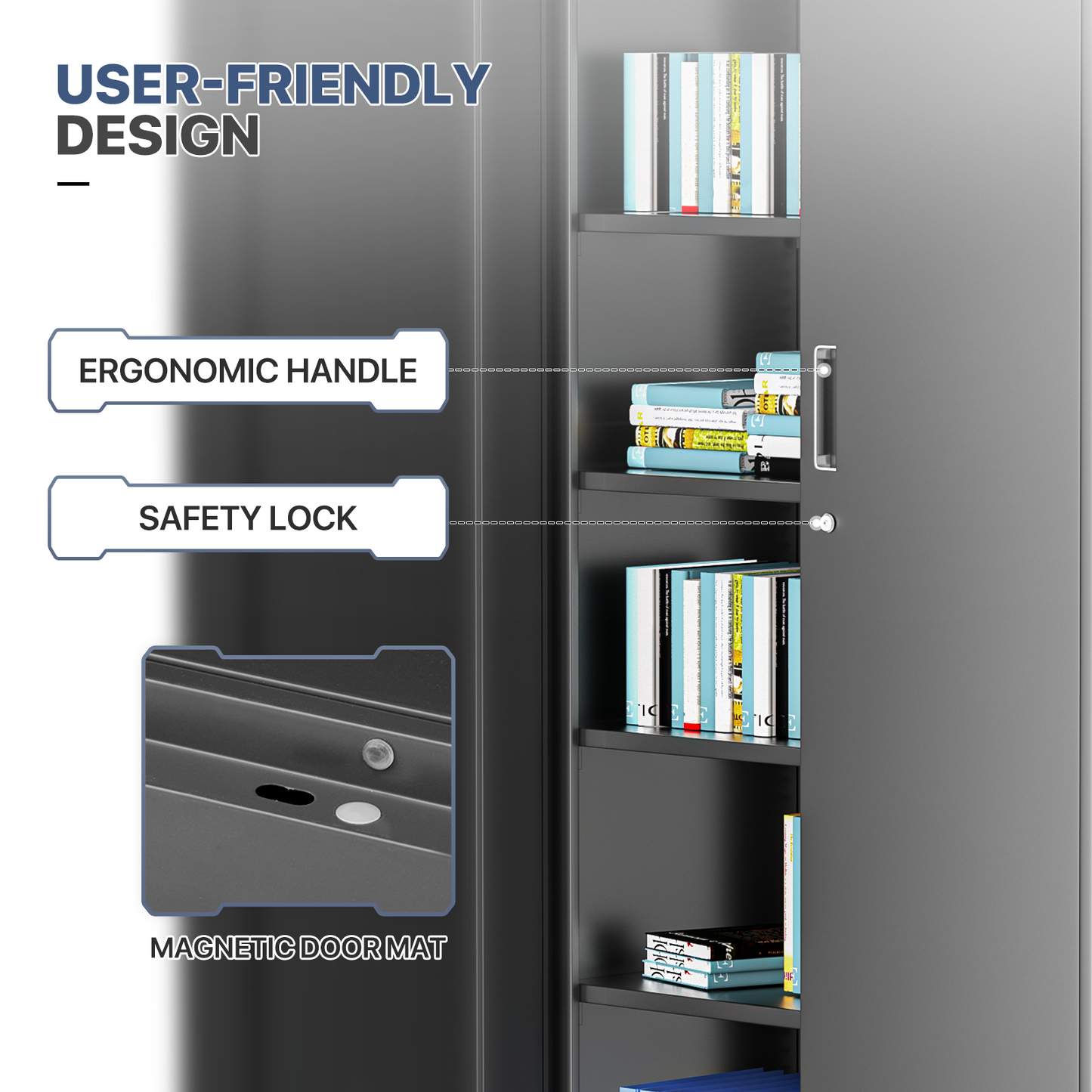 Metal Storage Cabinets with Lock-71"H x 31.5"W x 15.75"D