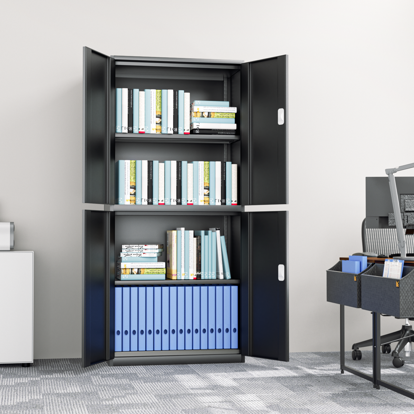 Metal Storage Cabinets with Lock-71"H x 31.5"W x 15.5"D-with 2 Doors