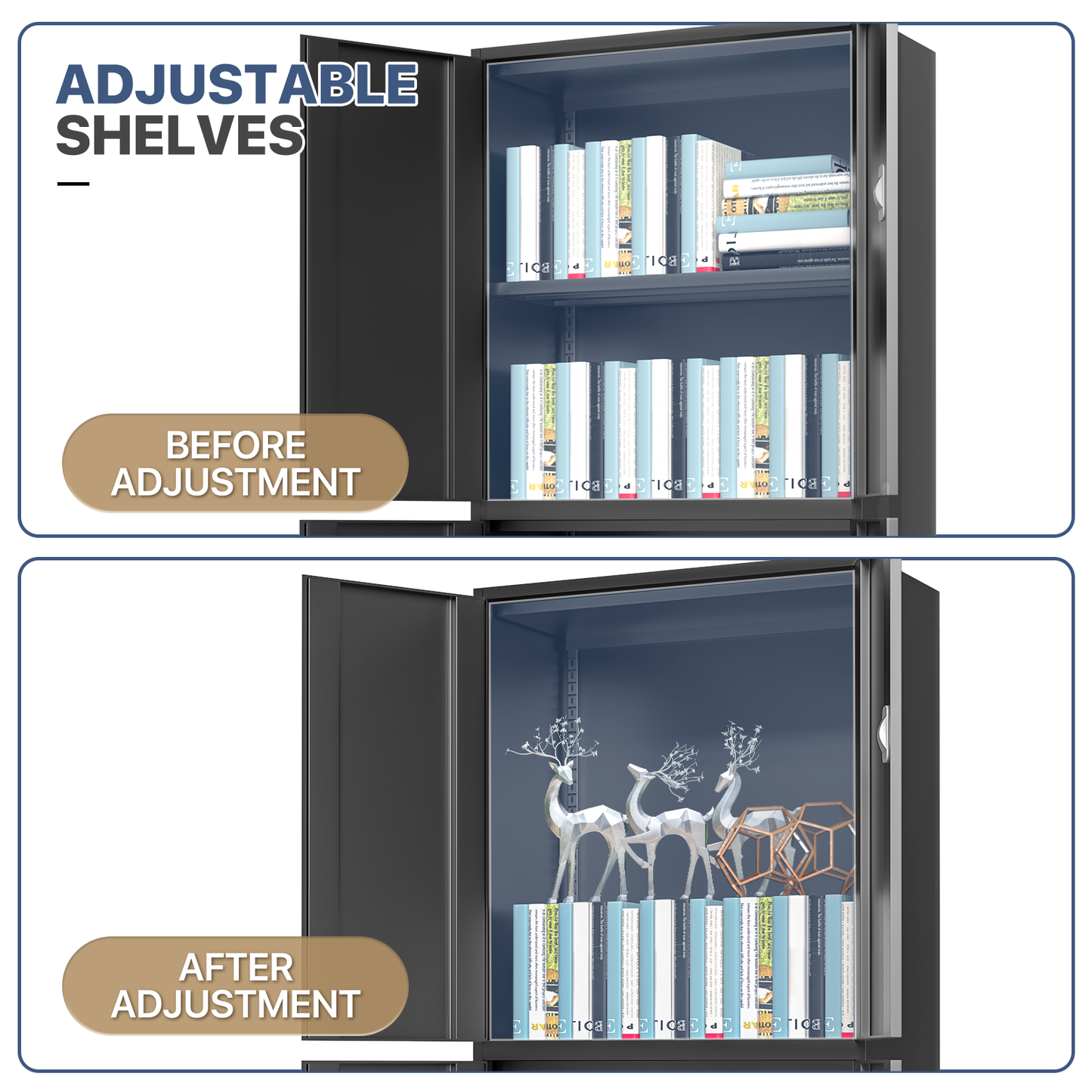 Metal Storage Cabinets with Lock-71"H x 31.5"W x 15.5"D-with 2 Doors