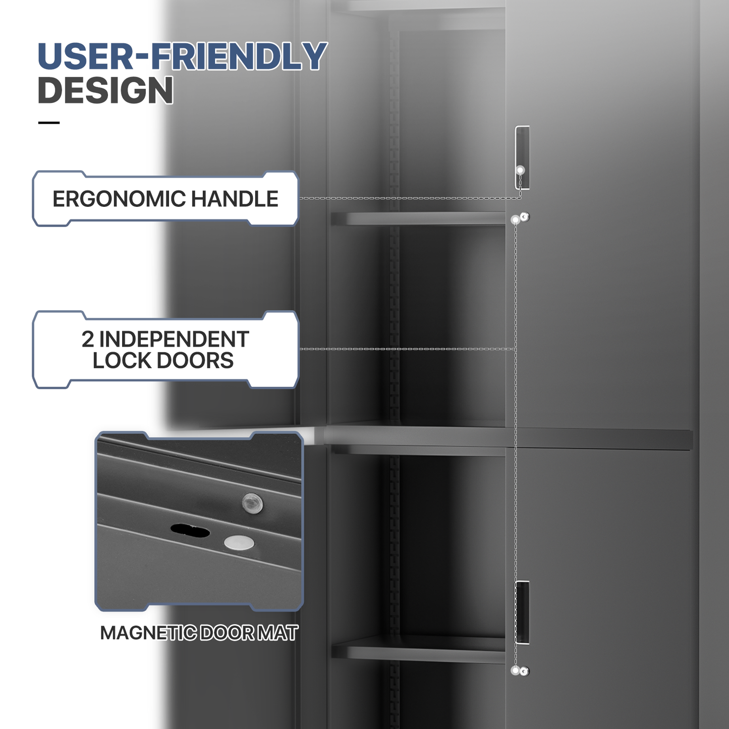 Metal Storage Cabinets with Lock-71"H x 31.5"W x 15.5"D-with 2 Doors