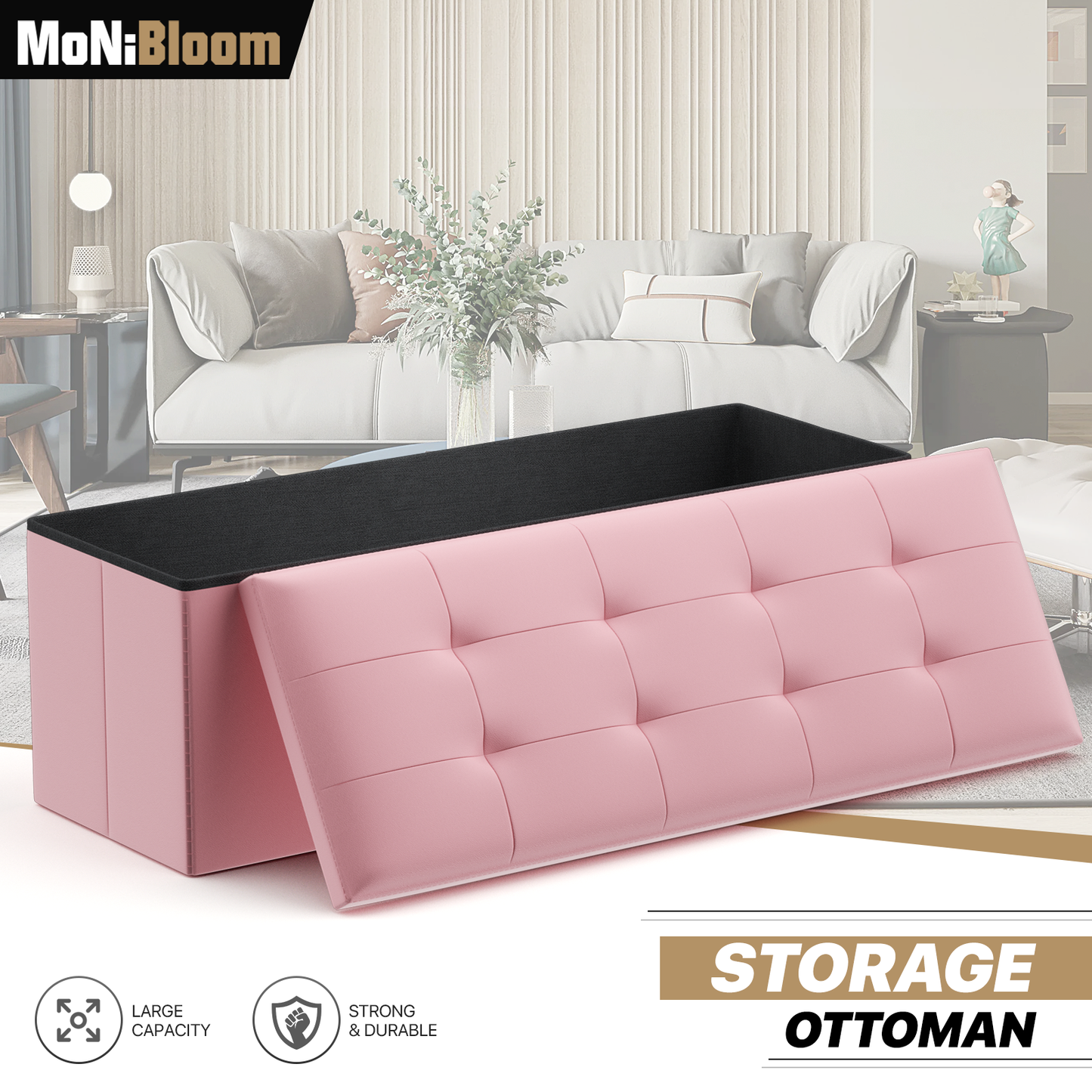 Lift-Off Storage Ottoman - 43'' * 15'' * 14.5''