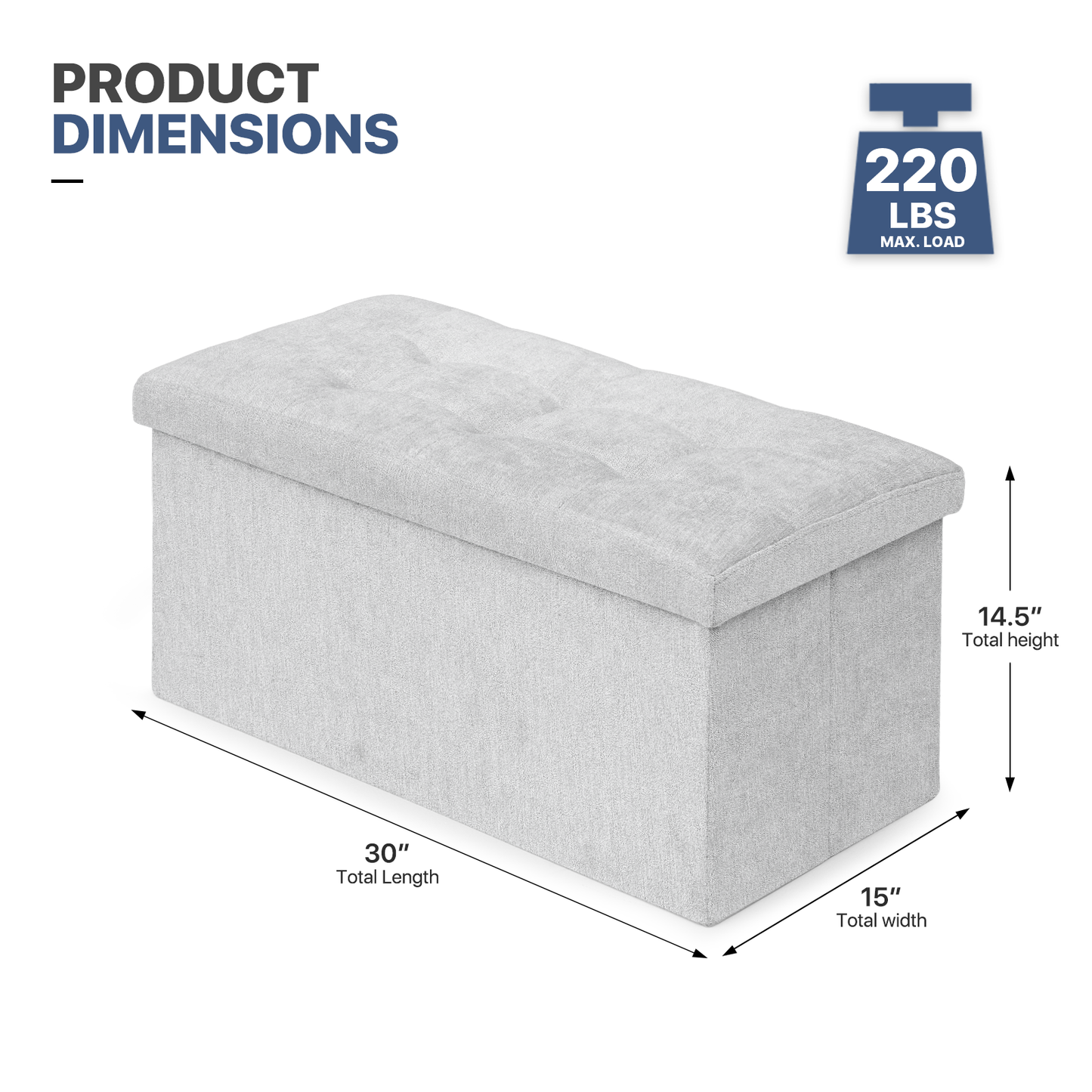 Lift-Off Storage Ottoman - 30'' * 15'' * 14.5''