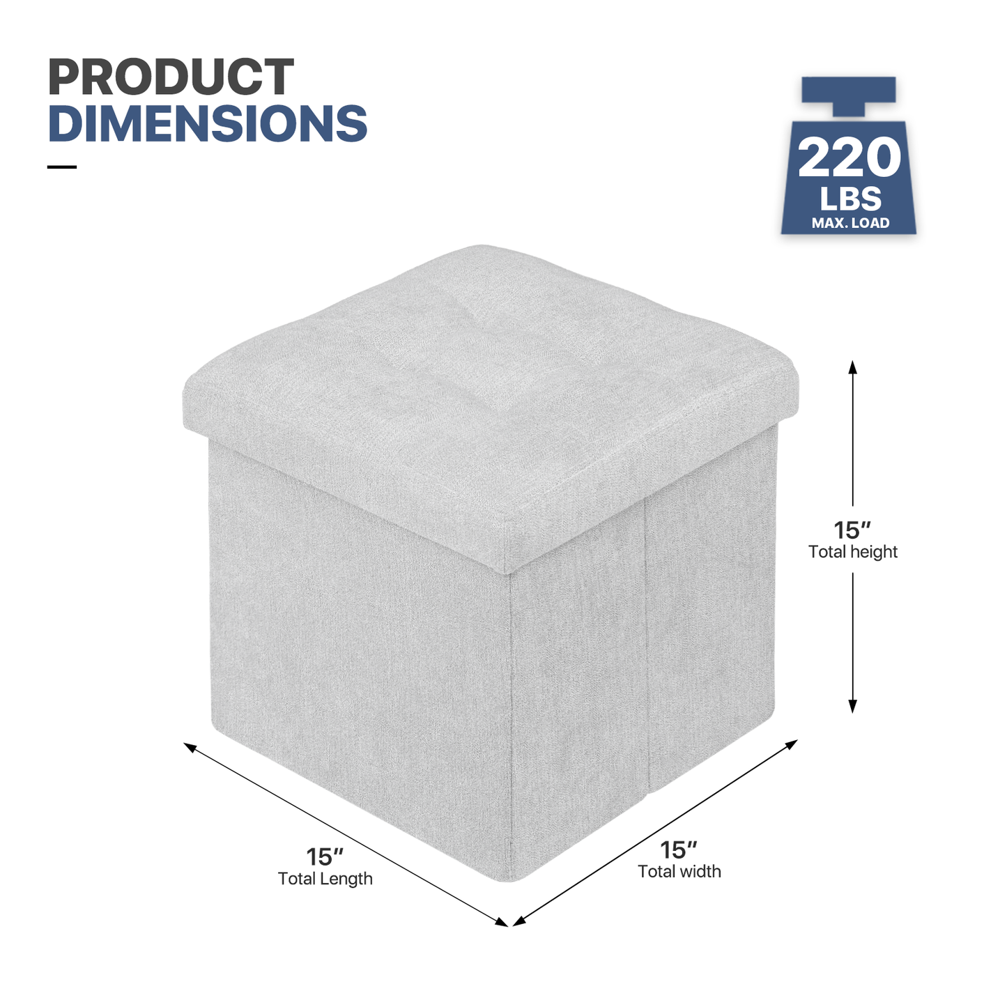 Lift-Off Storage Ottoman - 15'' * 15'' * 15''