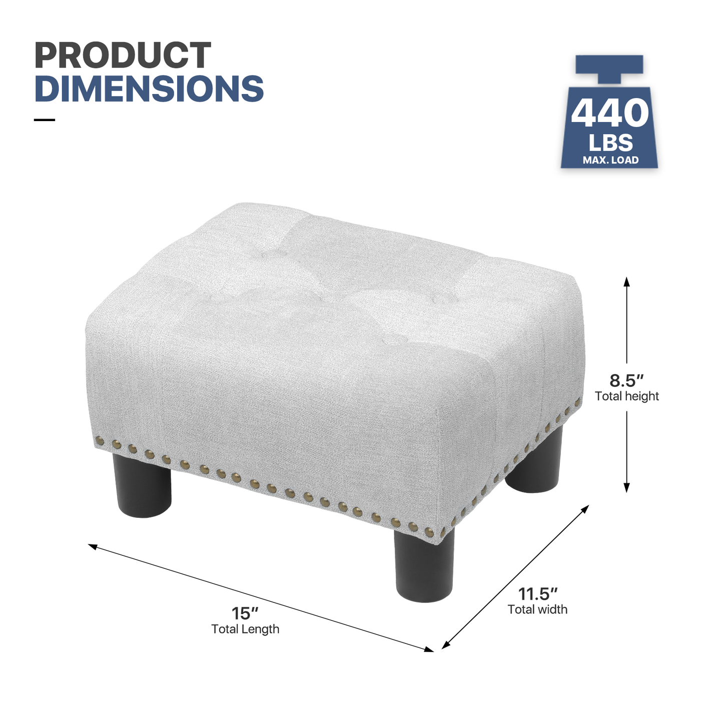 Square  Ottoman - 15'' * 11.5'' * 8.5''