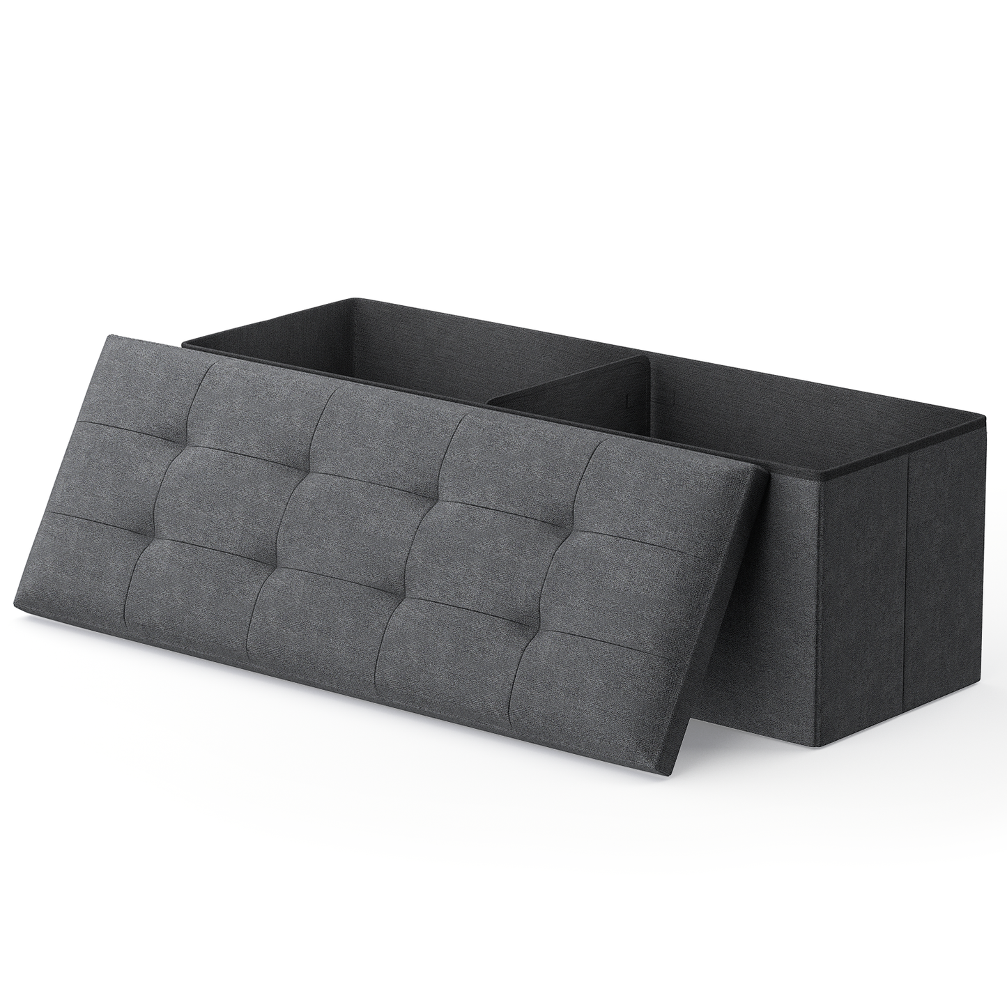 High Elastic Sponge Storage Ottoman 220 lbs Capacity - (L)43.0in. (W)15.0in. (H)14.5in. - Linen