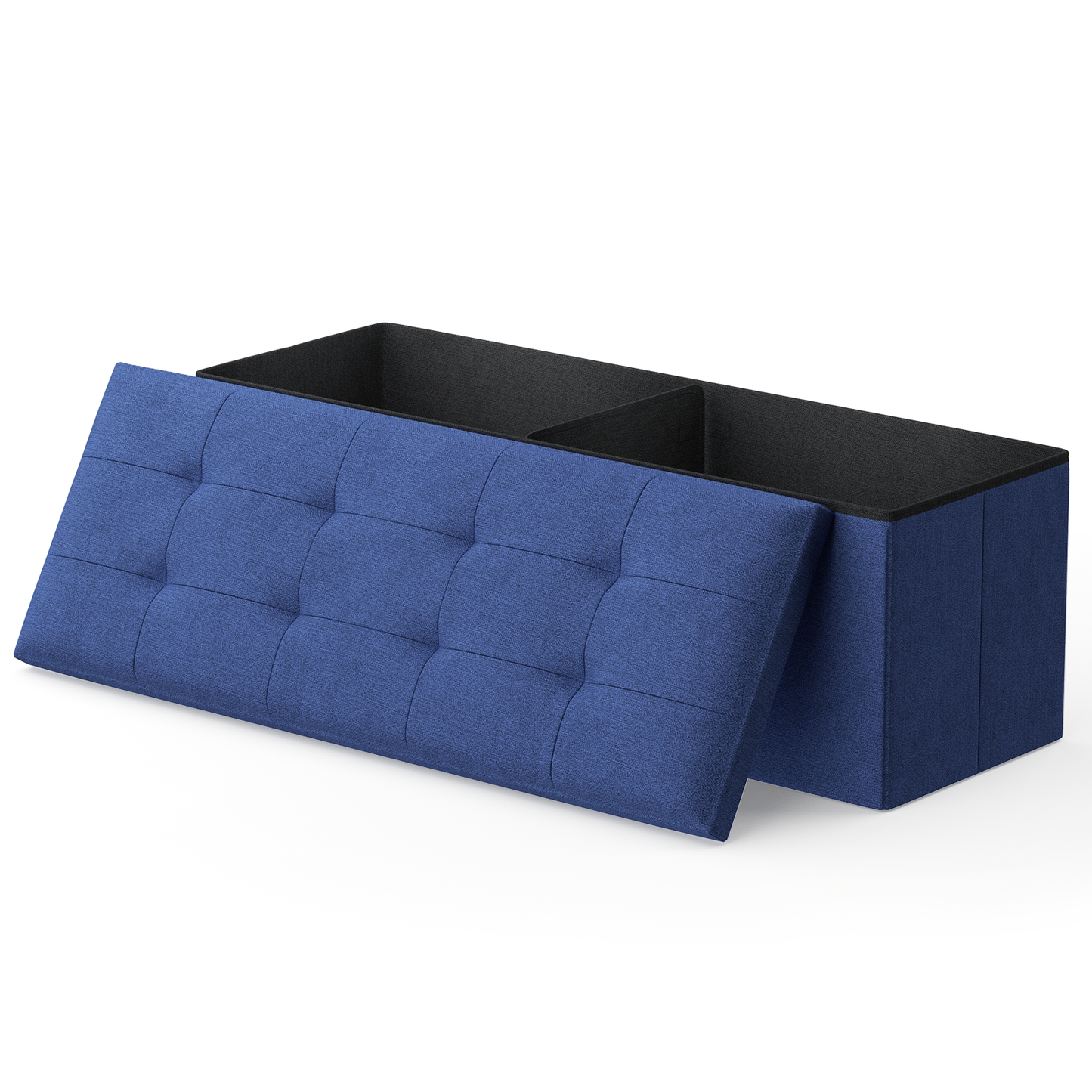 High Elastic Sponge Storage Ottoman 220 lbs Capacity - (L)43.0in. (W)15.0in. (H)14.5in. - Linen
