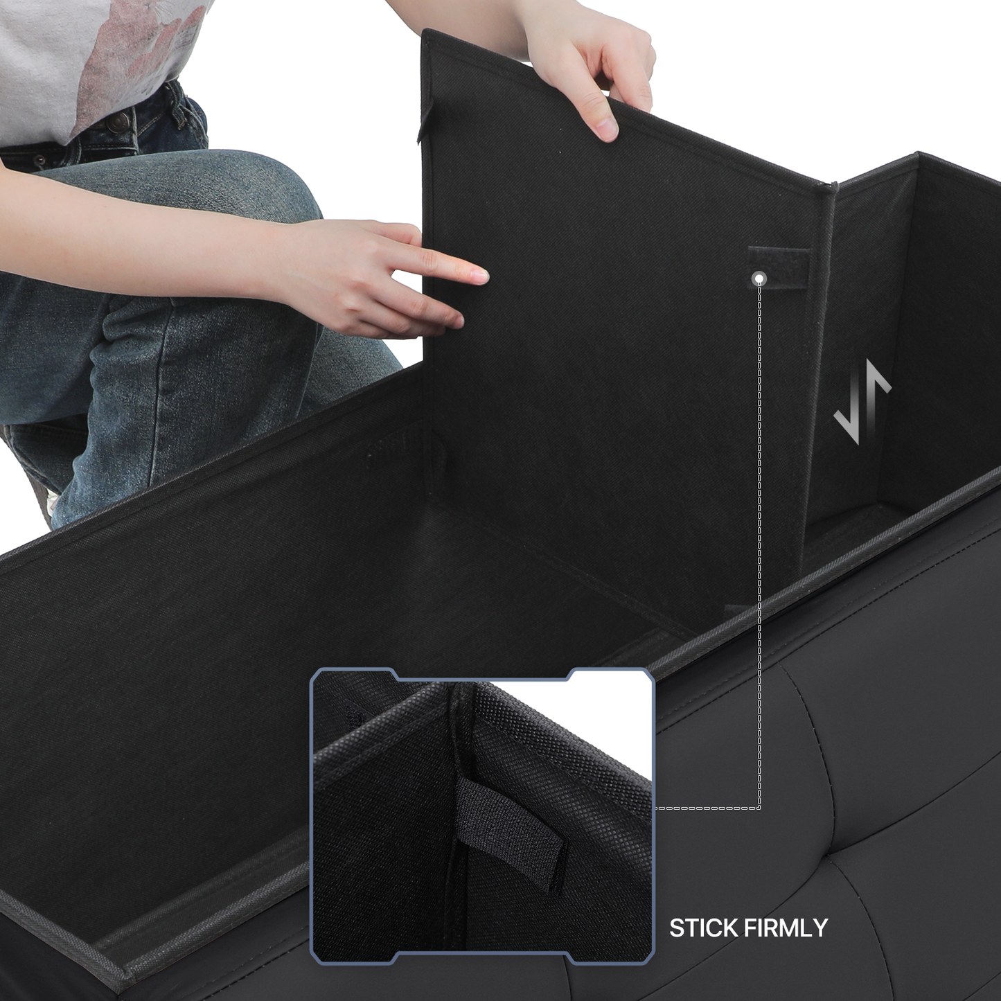 High Elastic Sponge Storage Ottoman 220 lbs Capacity - (L)43.0in. (W)15.0in. (H)14.5in. - PU