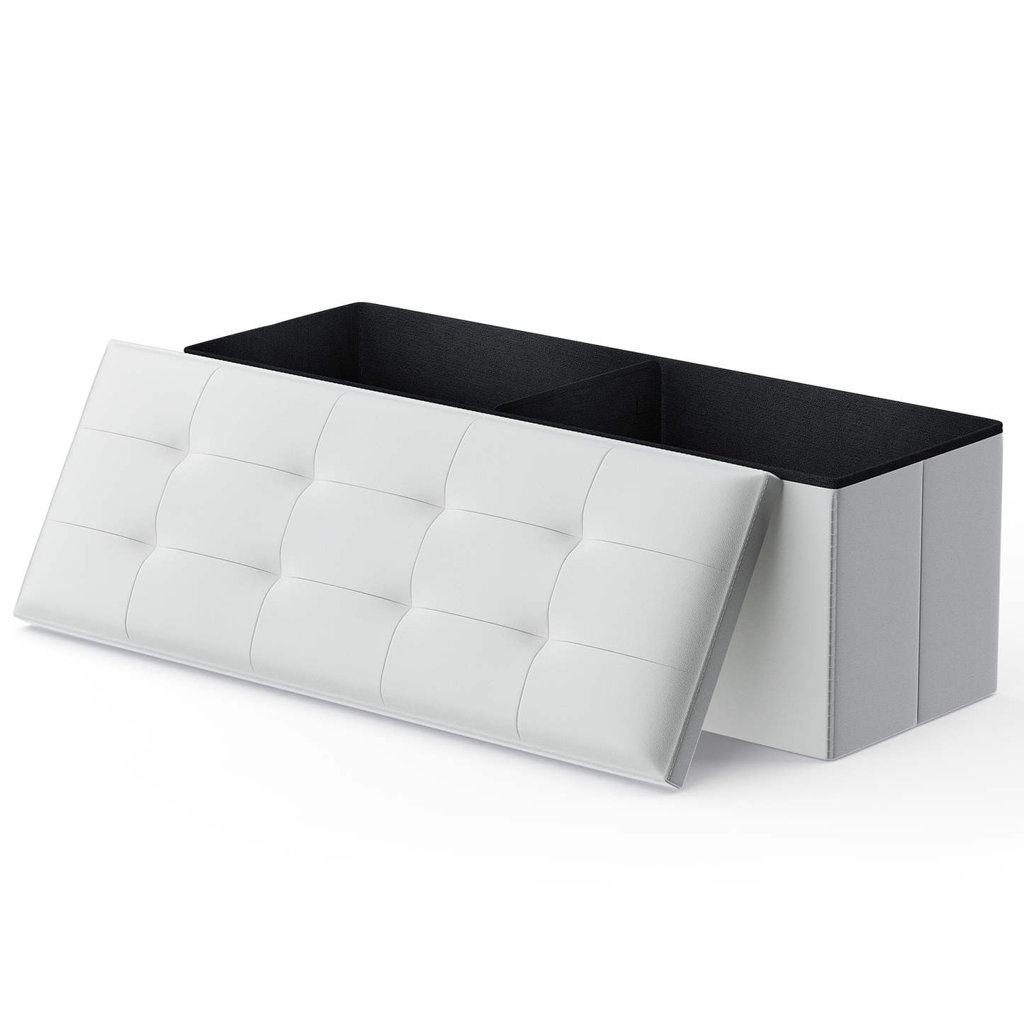 High Elastic Sponge Storage Ottoman 220 lbs Capacity - (L)43.0in. (W)15.0in. (H)14.5in. - PU