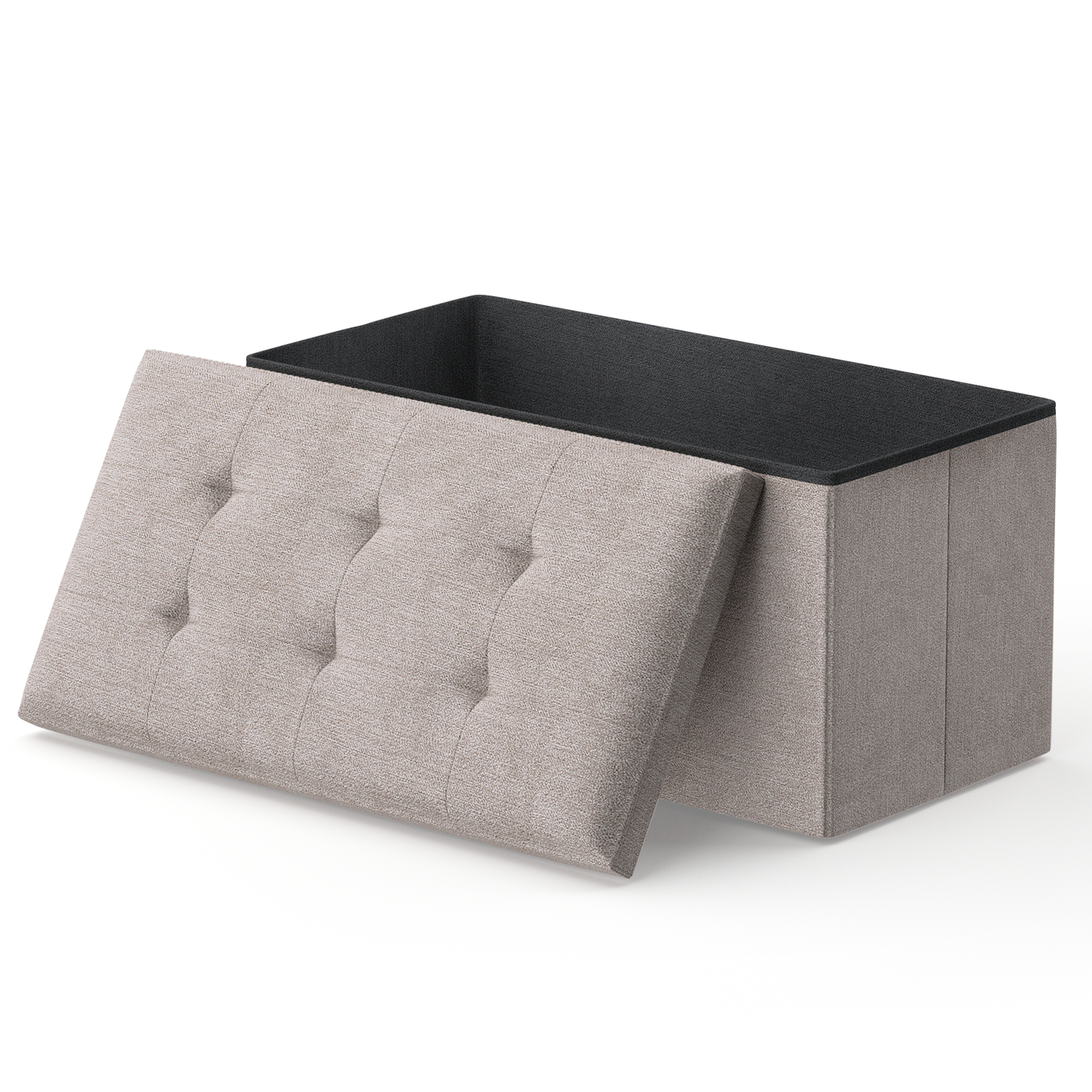 High Elastic Sponge Storage Ottoman 220 lbs Capacity - (L)30.0in. (W)15.0in. (H)14.5in. - Linen