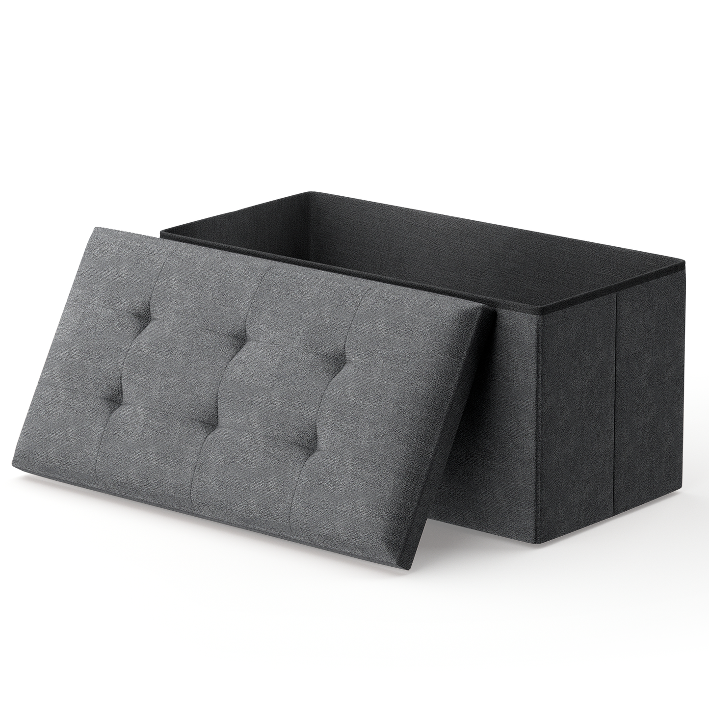 High Elastic Sponge Storage Ottoman 220 lbs Capacity - (L)30.0in. (W)15.0in. (H)14.5in. - Linen