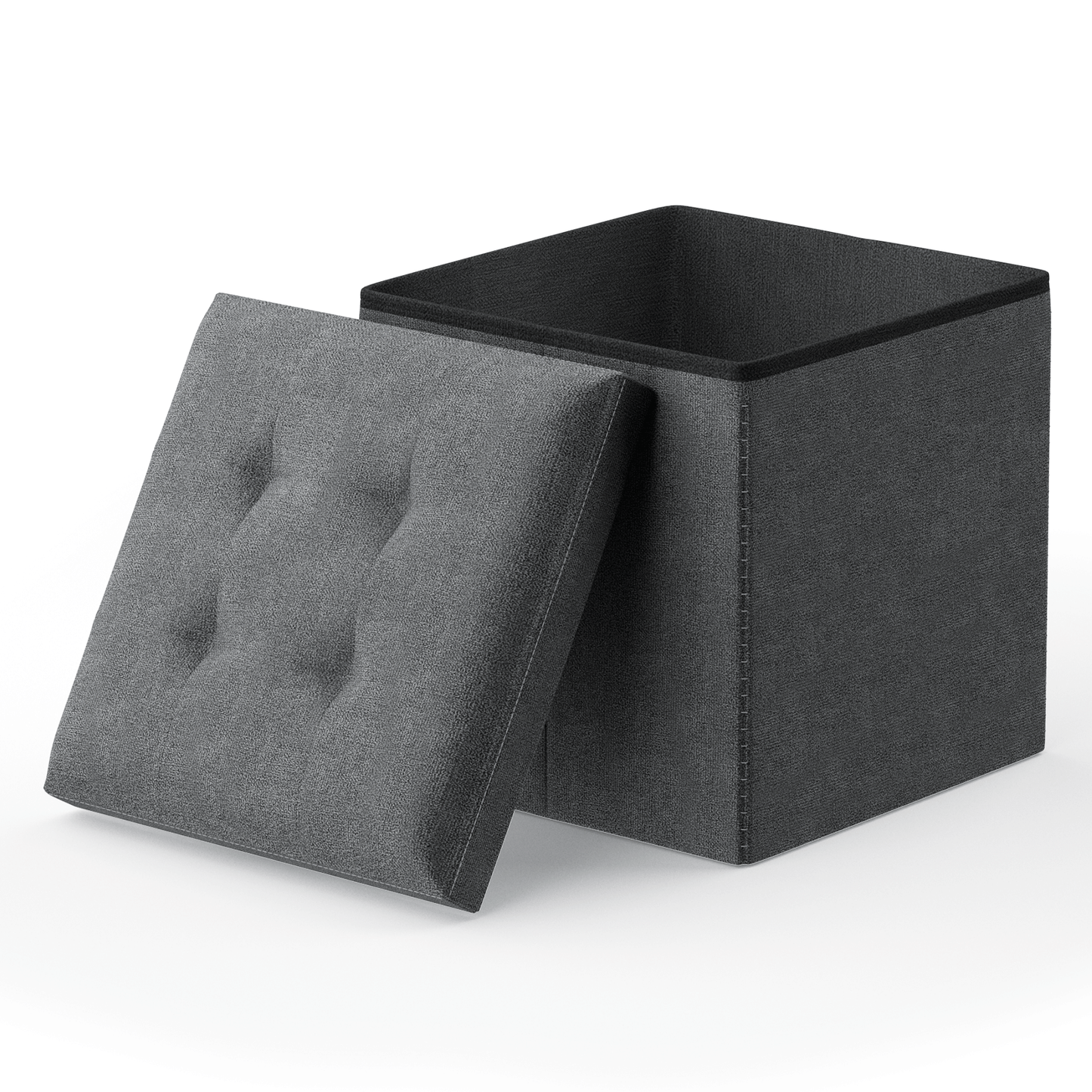High Elastic Sponge Storage Ottoman 220 lbs Capacity - (L)15.0in. (W)15.0in. (H)15.0in. - Linen