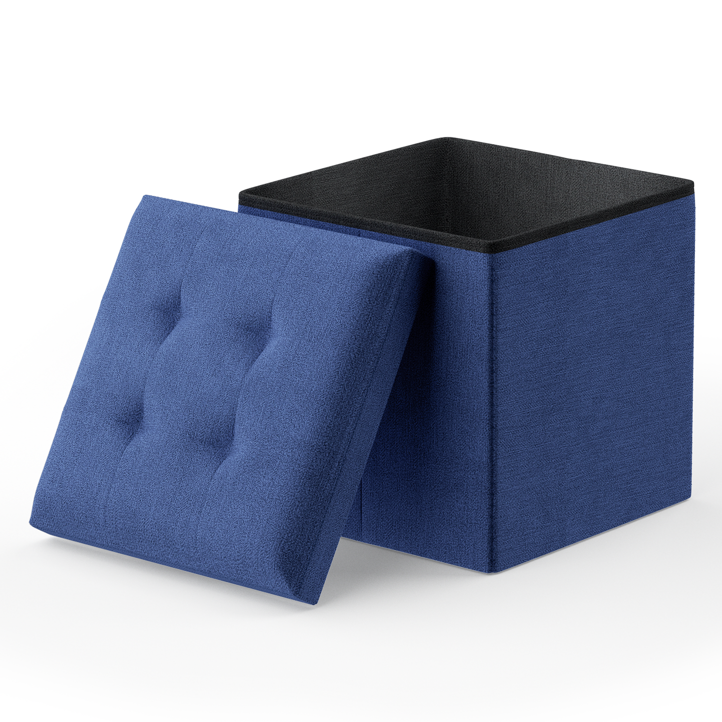 High Elastic Sponge Storage Ottoman 220 lbs Capacity - (L)15.0in. (W)15.0in. (H)15.0in. - Linen